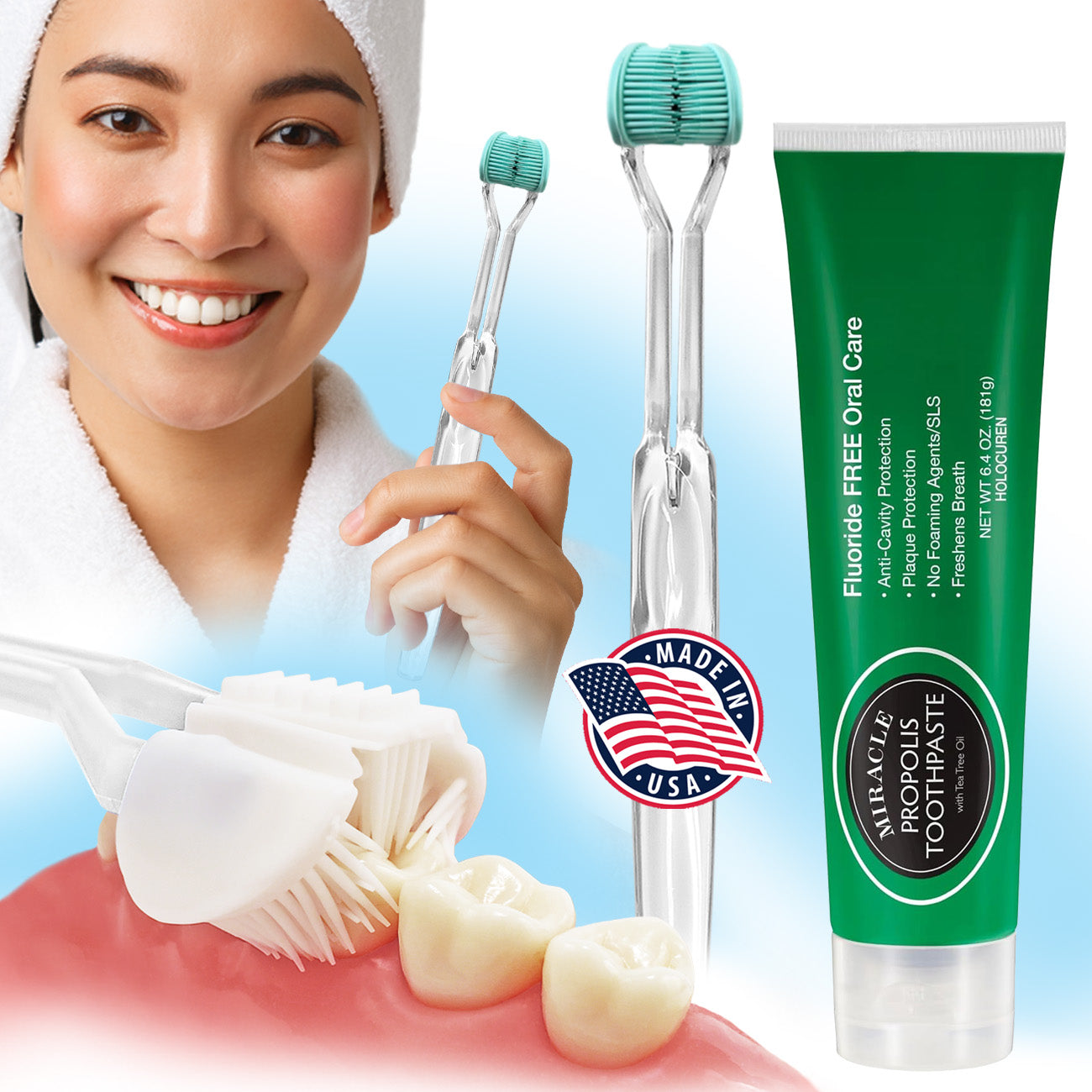 Holocuren Miracle Propolis Toothpaste with Tea Tree Oil 6.4 Oz – Fluoride-Free by HOLOCUREN - Official Website
