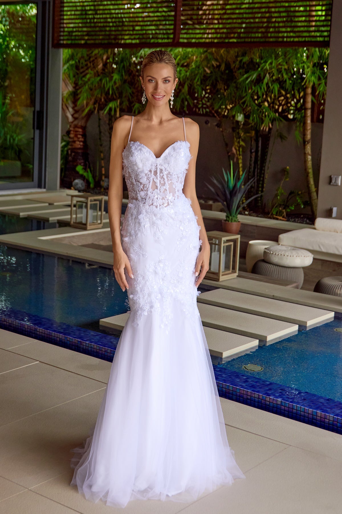 Juliet JT2469KW Long Sweetheart Boned Embellished Bodice Trumpet Gown by DiscountDressShop