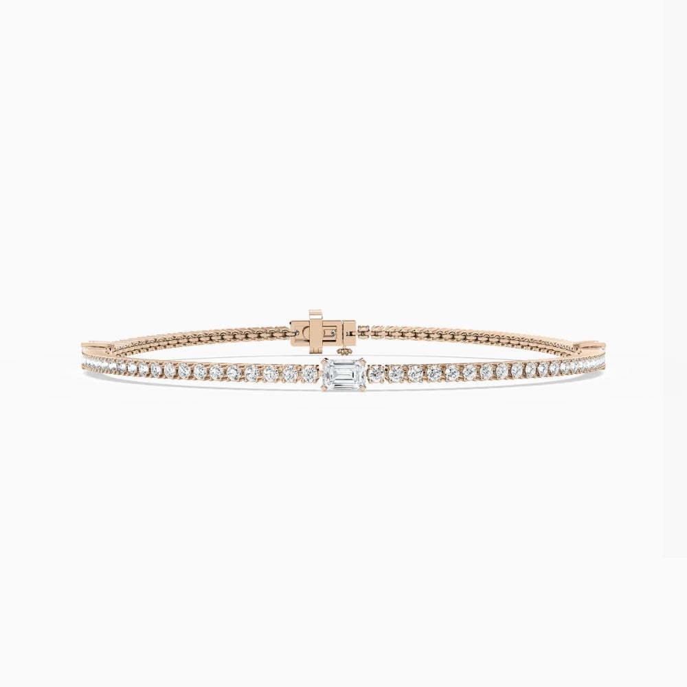 Ellie Round And Emerald Lab Grown Diamond Ingrid Tennis Bracelet