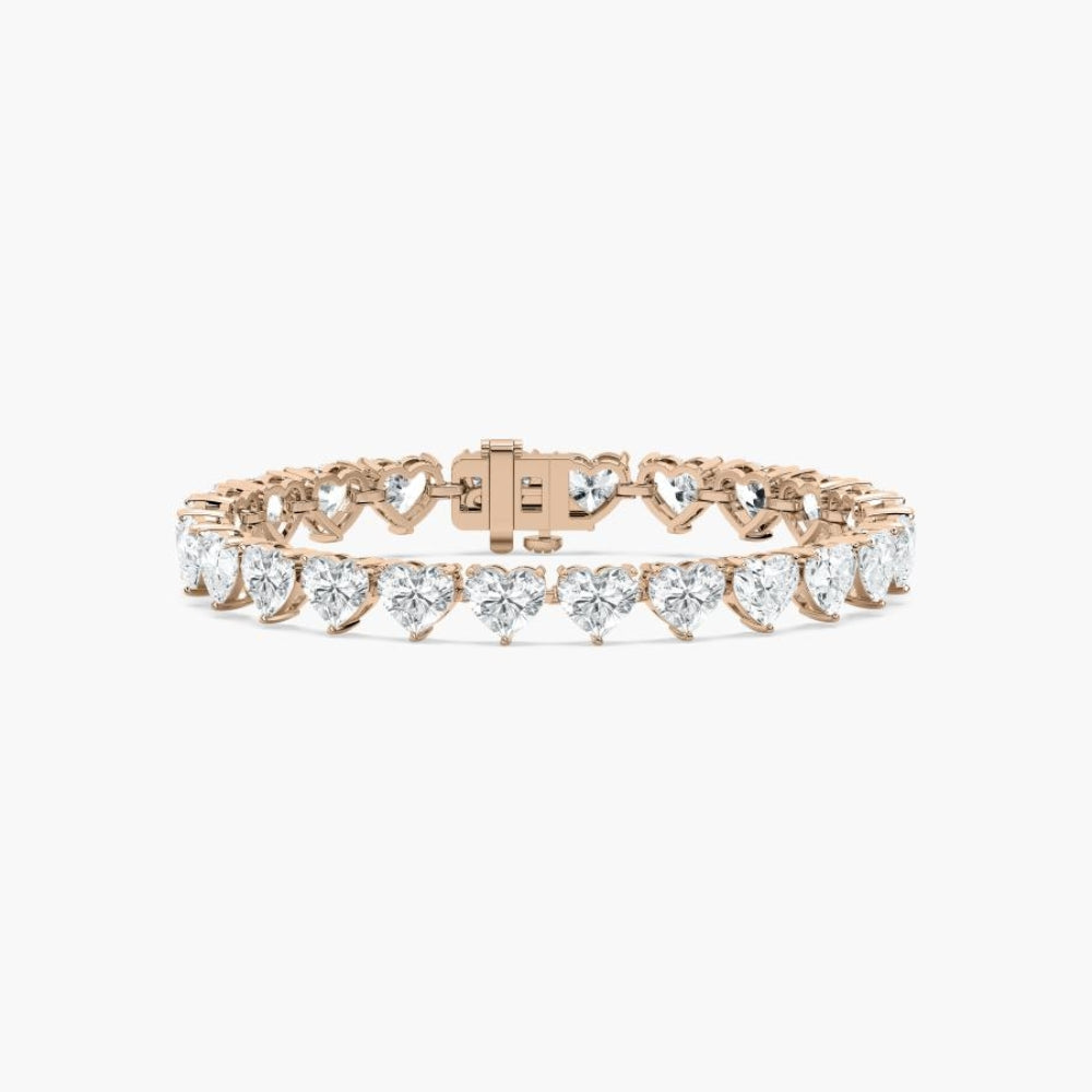 Navy 24 Carat Heart Shaped Lab Grown Diamonds Tennis Bracelet