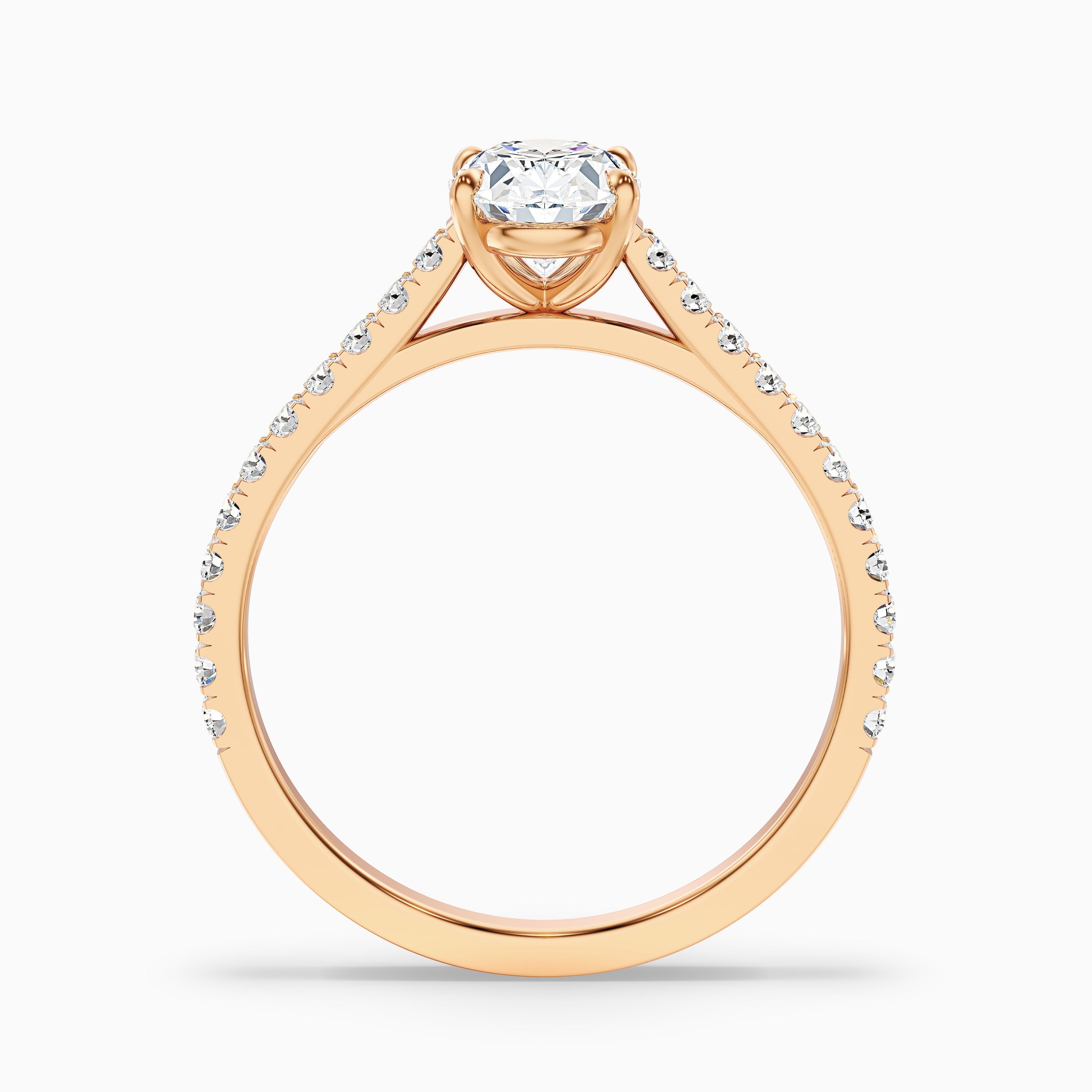Diana 4 Carat Oval Side Stone Pave Moissanite Diamond Ring in 10k Yellow Gold