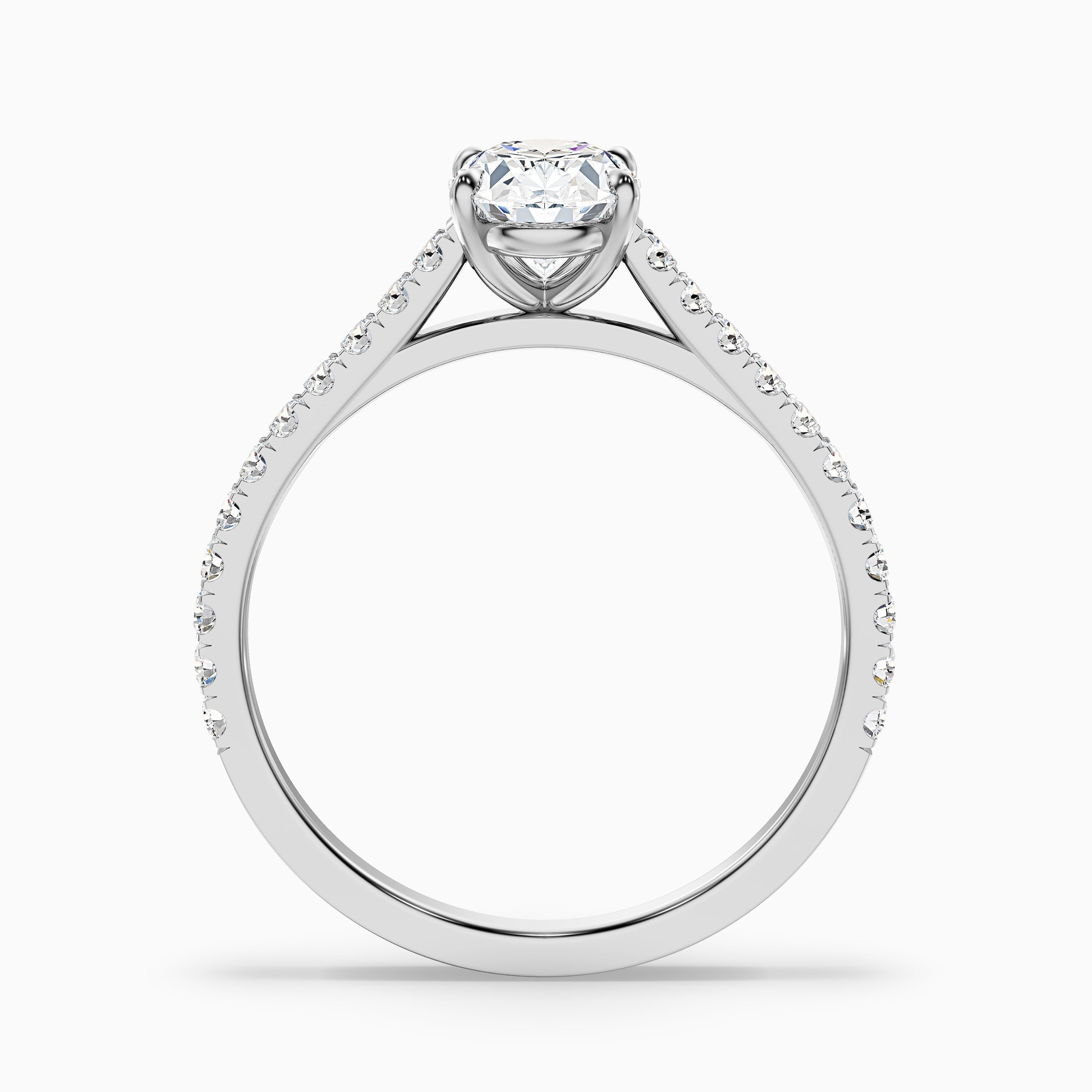 Diana 4.5 Carat Oval Side Stone Pave Moissanite Diamond Ring in 14k Yellow Gold DestGlow