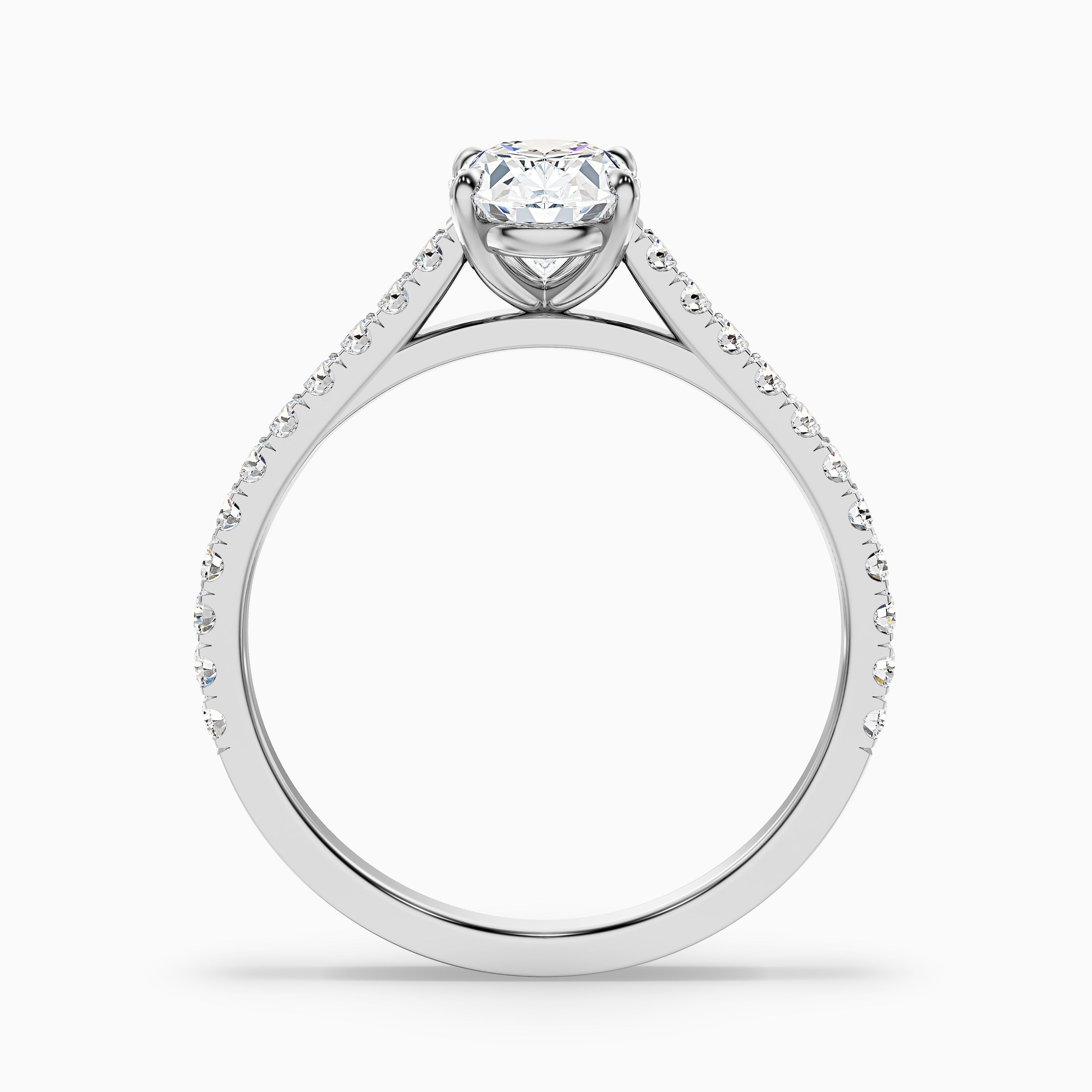 Zoe 2 Carat Oval Side Stone Pave Lab Grown Engagement Ring in 14k White Gold
