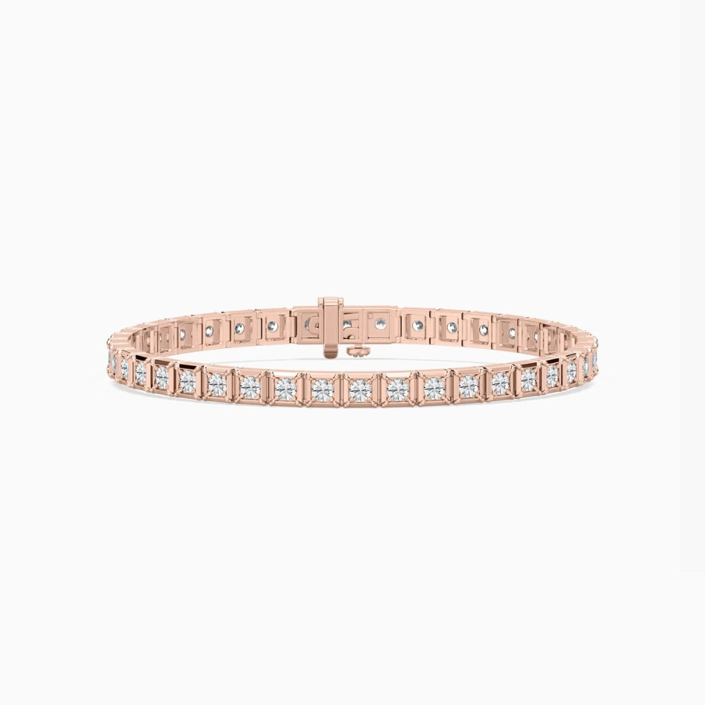 Cindy Round Cut Lab Grown Diamond Tennis Bracelet in Metal Prong Setting