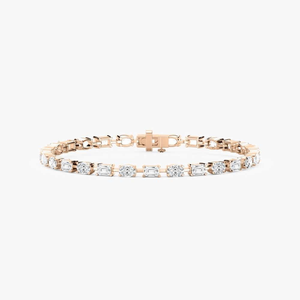 Stella Emerald And Oval Cut Lab Grown Diamond Tennis Bracelet