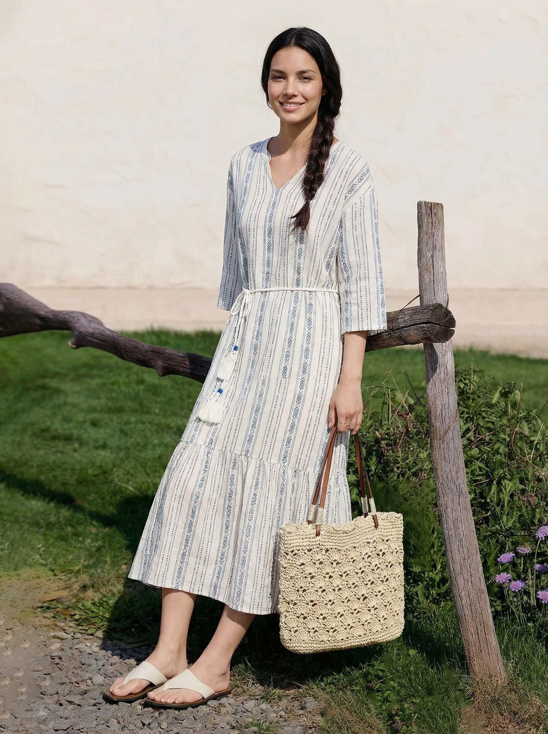 Crochet Woven Fan-Shape Shoulder Tote Bag DestGlow