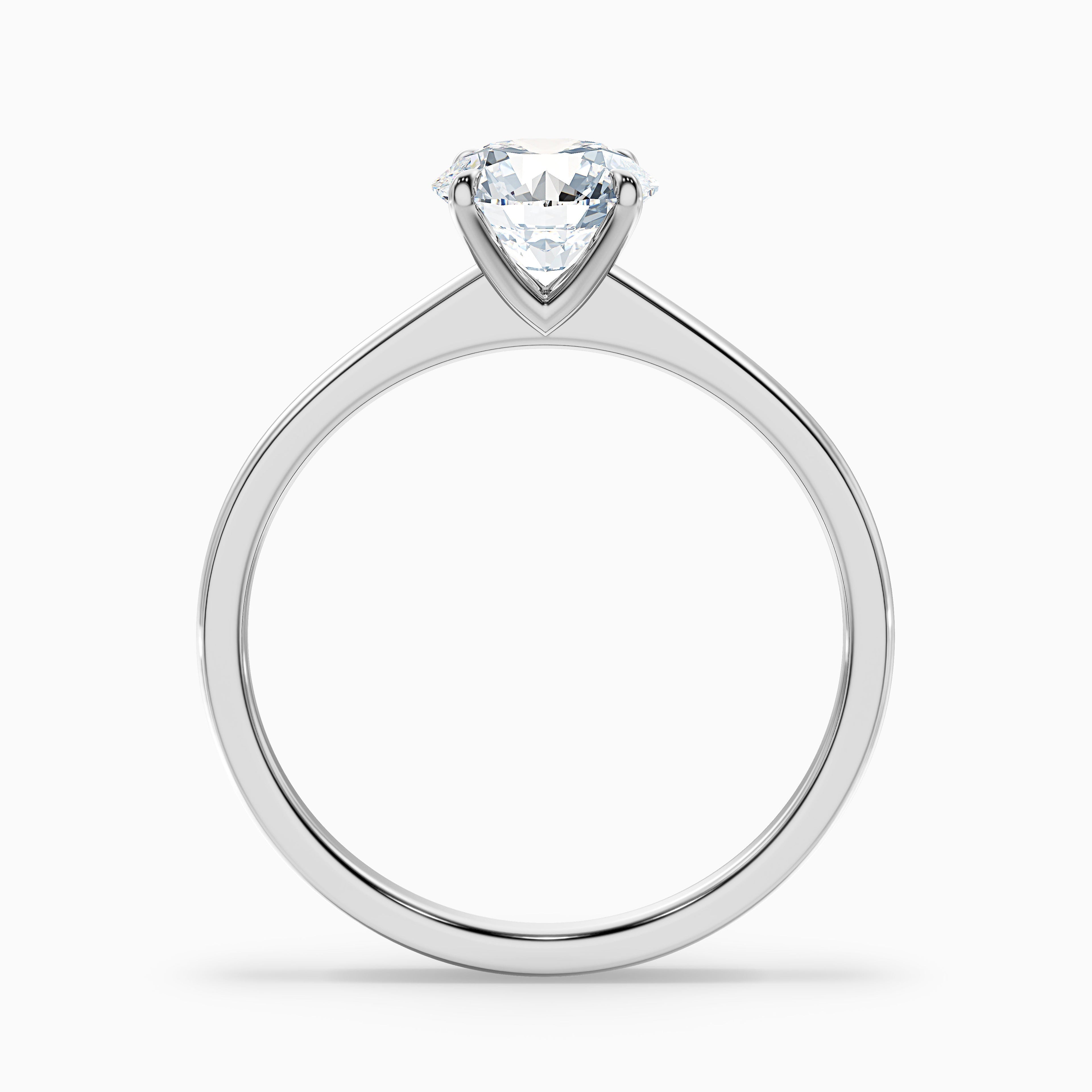 April 1.5 Carat Round Solitaire Moissanite Diamond Ring in 14k White Gold