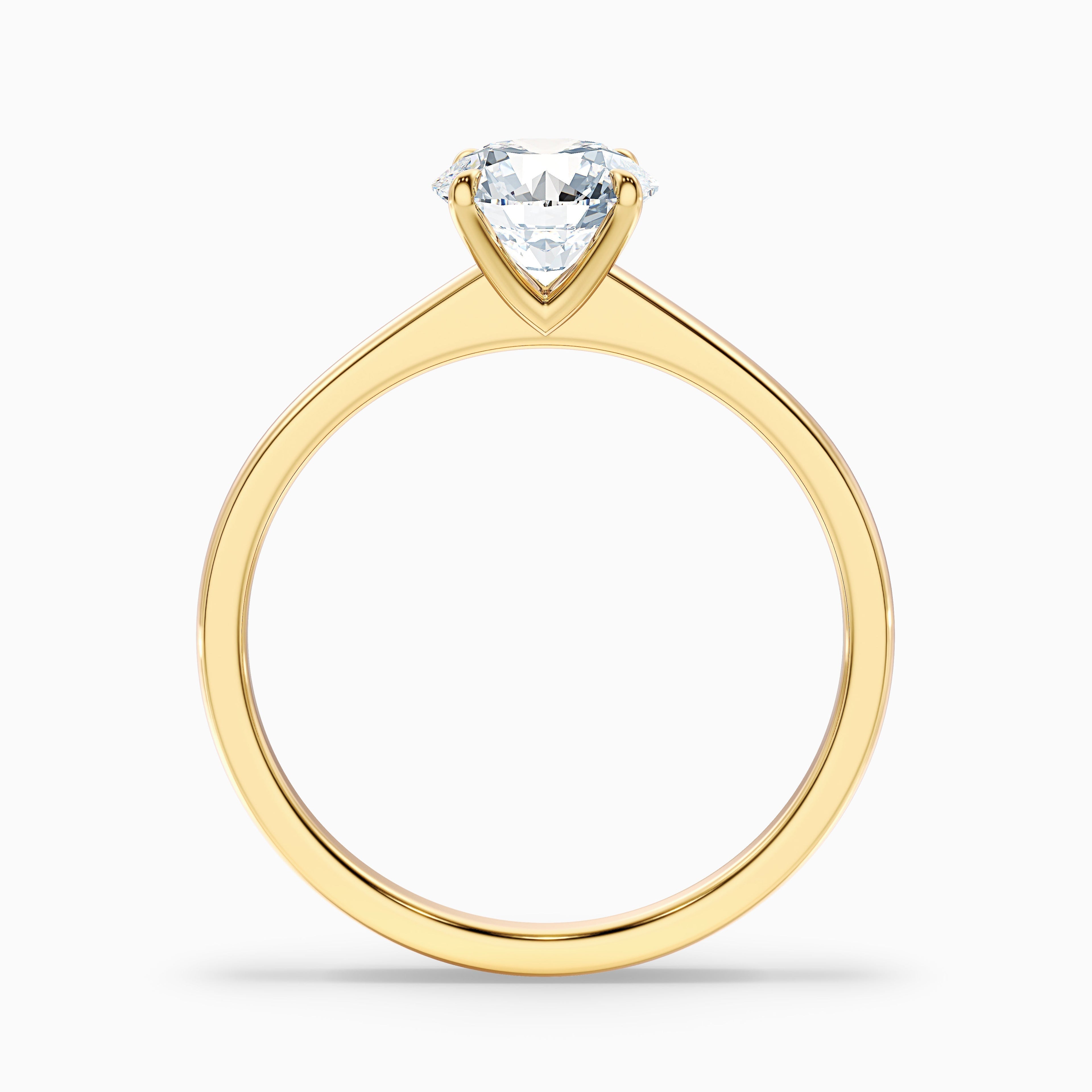 April 2 Carat Round Solitaire Moissanite Diamond Ring in 14k Yellow Gold DestGlow