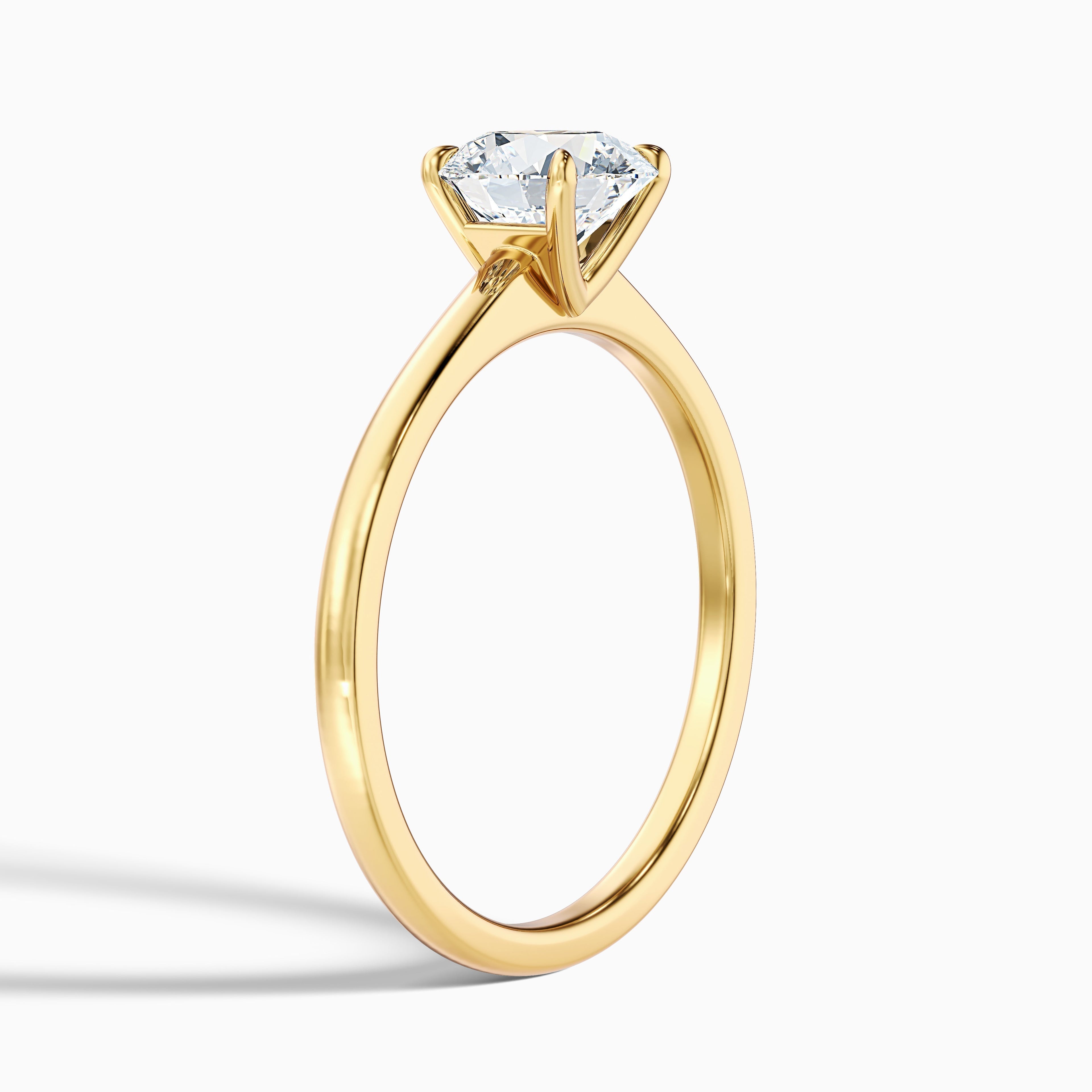 April 4 Carat Round Solitaire Moissanite Diamond Ring in 14k Yellow Gold