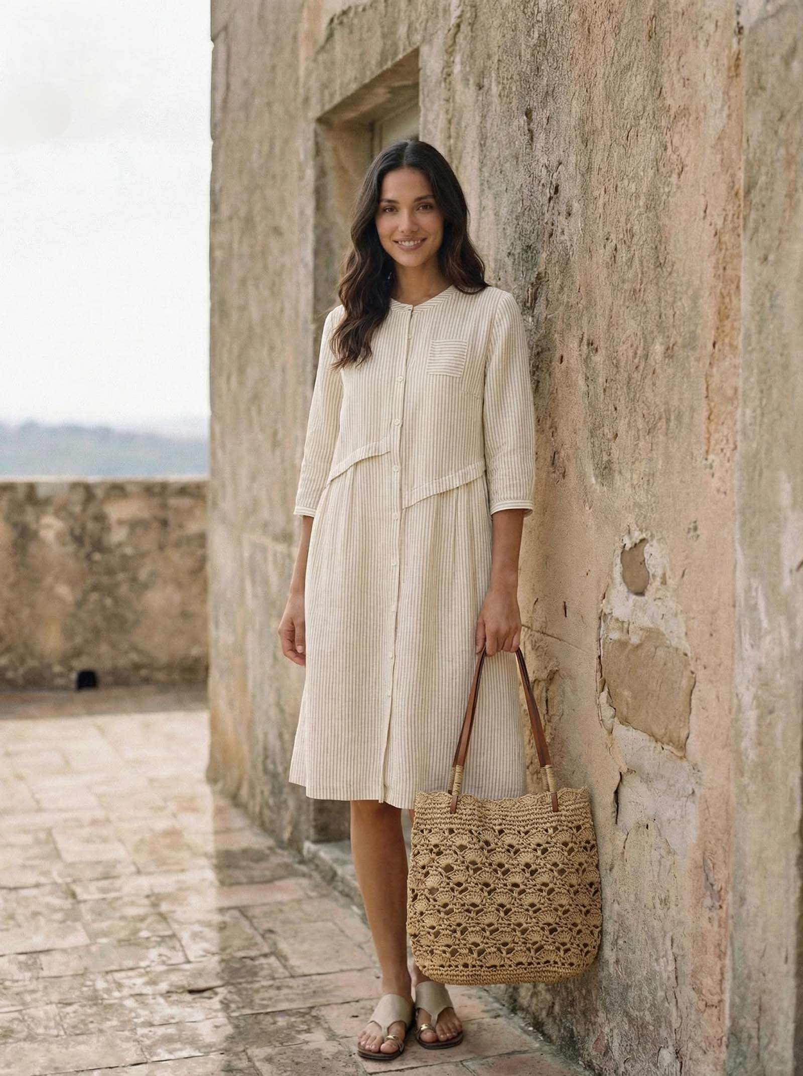 Crochet Woven Fan-Shape Shoulder Tote Bag DestGlow