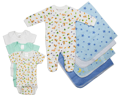 Newborn Baby Boy Layette Set - 8 Piece Gift Set | Soft Cotton Baby Clothes