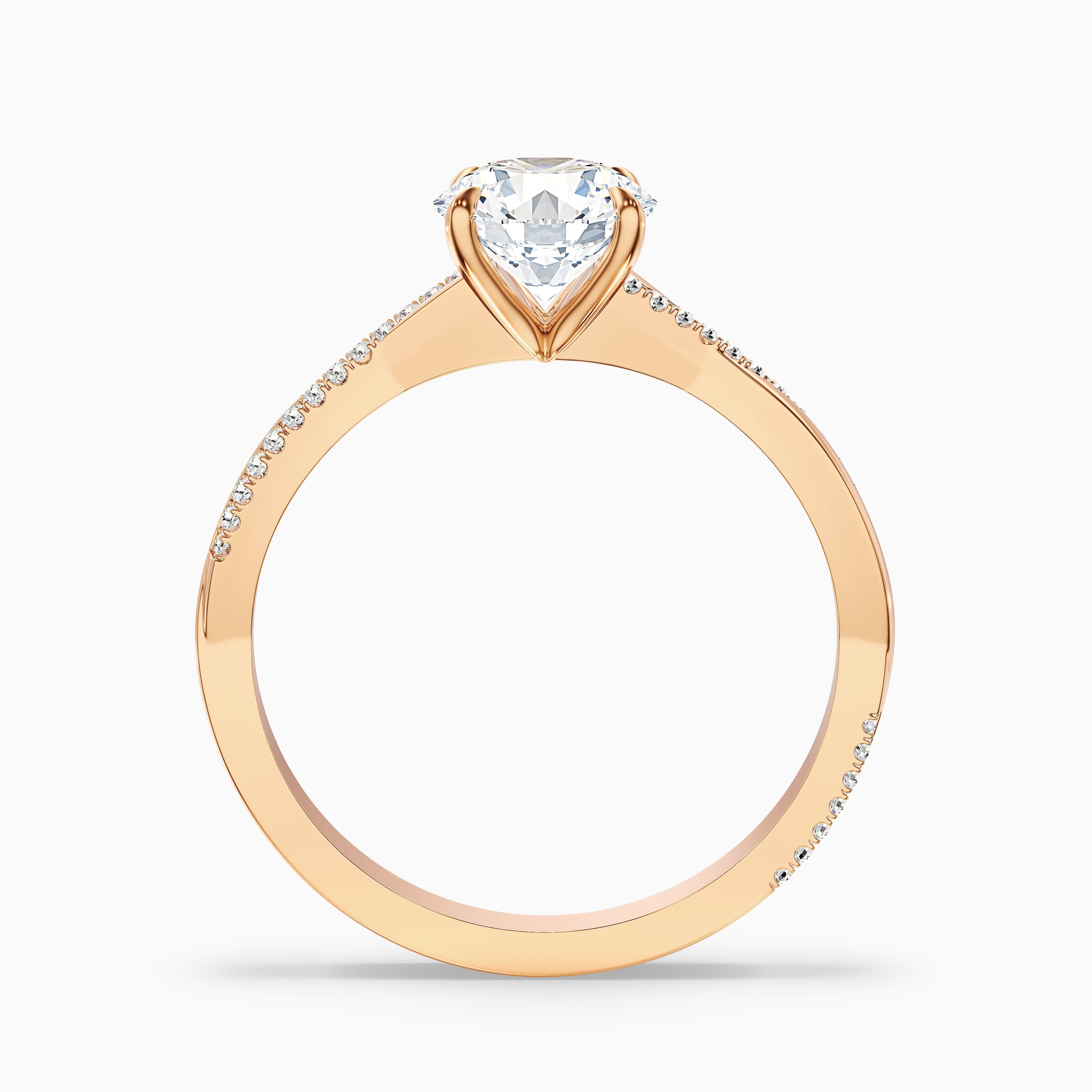 Elle 1.5 Carat Round Cut Side Stone Twisted Pave Lab Grown Engagement Ring in 18k Rose Gold
