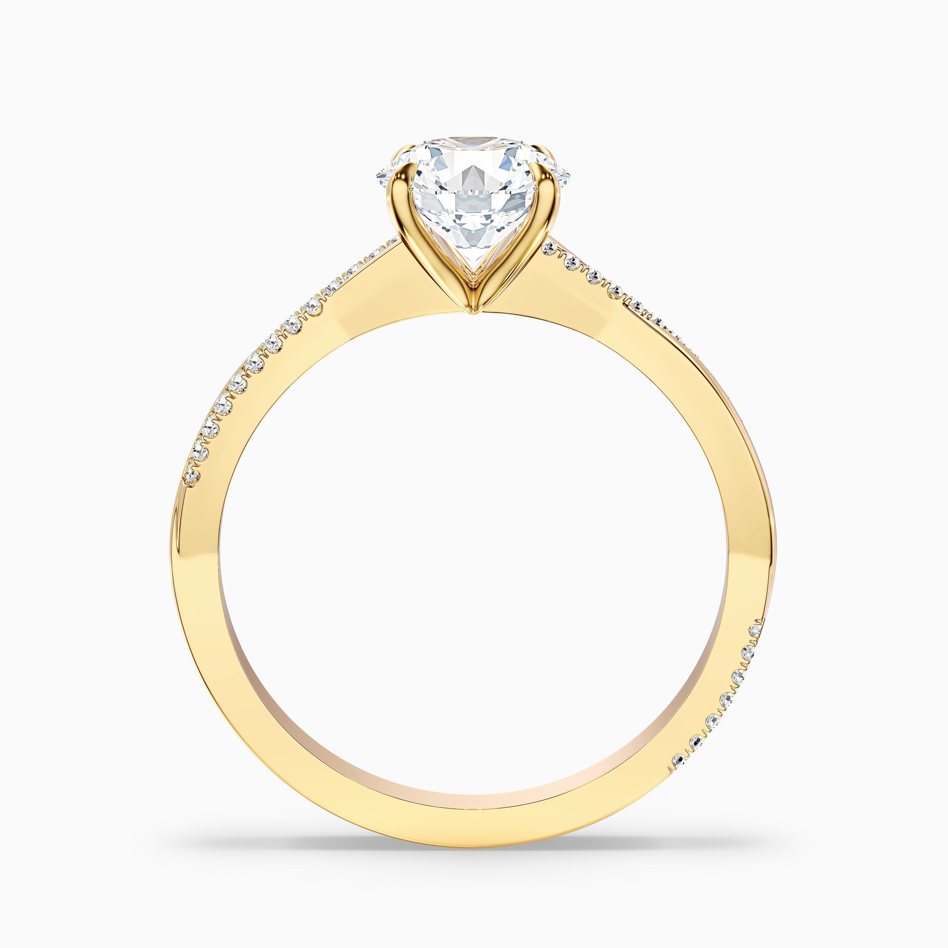 Amy 1.5 Carat Round Cut Side Stone Twisted Pave Moissanite Diamond Ring in 10k White Gold DestGlow