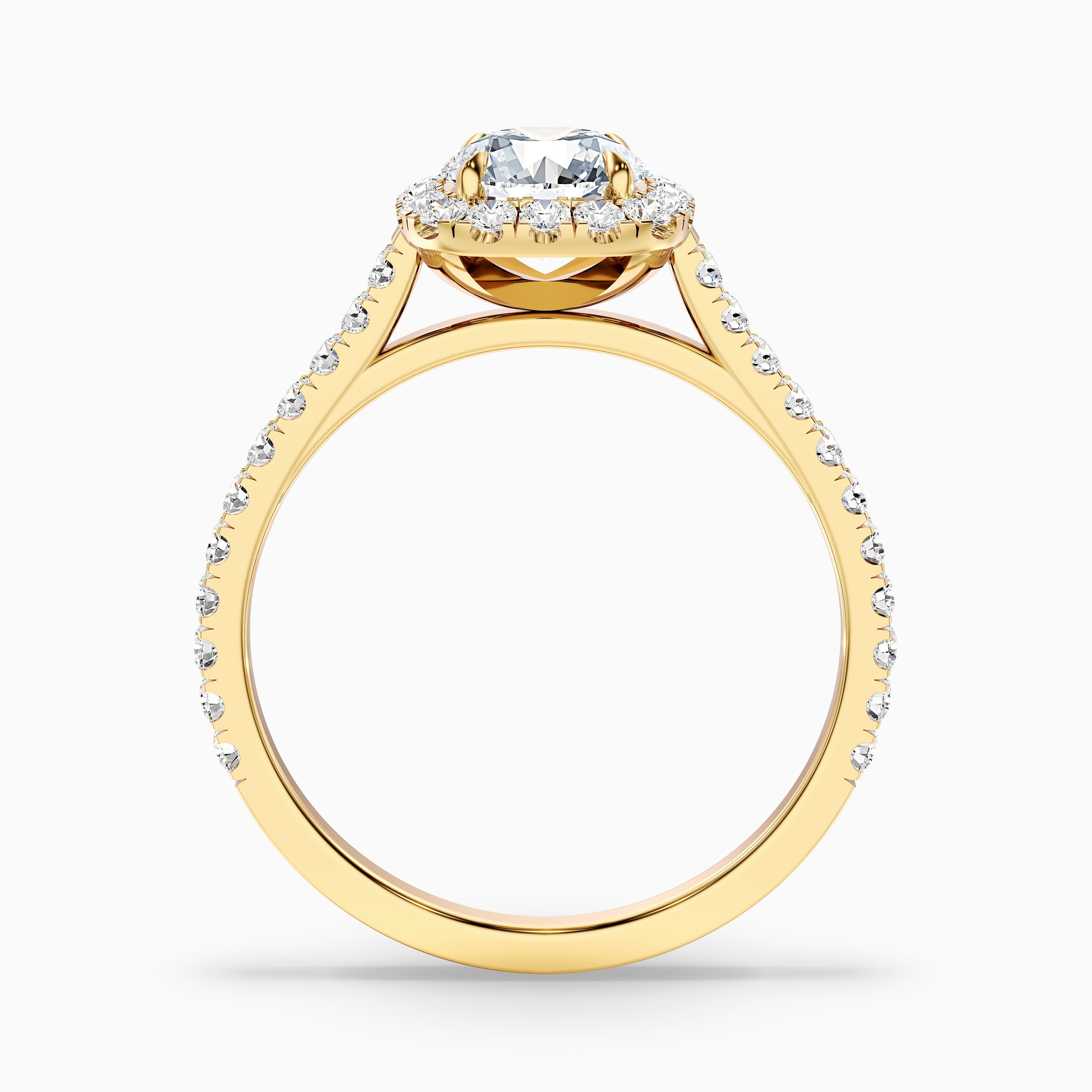Anika 4 Carat Round Halo Pave Moissanite Diamond Ring in 10k White Gold DestGlow