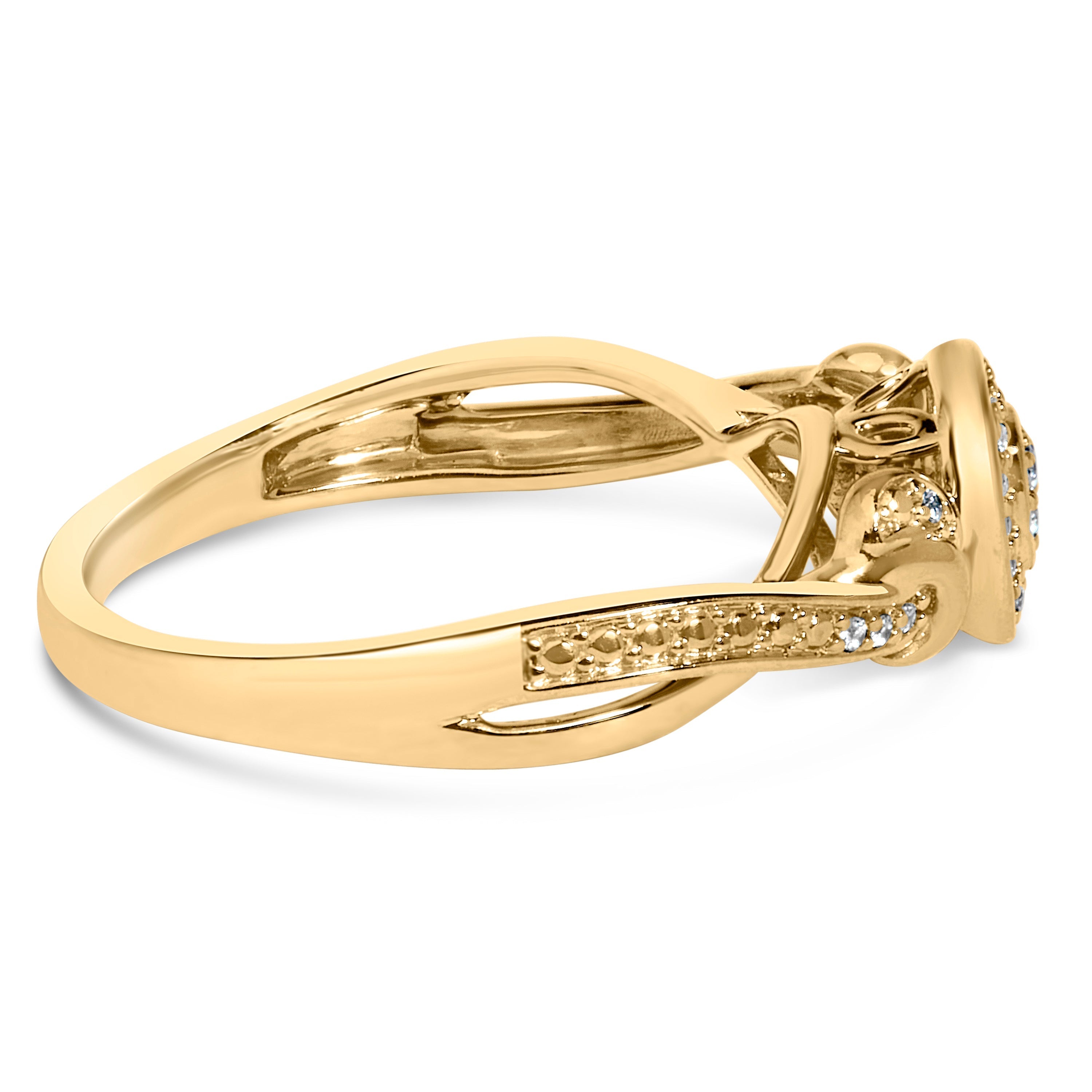 14K Yellow Gold Plated .925 Sterling Silver 1/10 Cttw Round-Cut Diamond Composite Halo Engagement Ring (I-J Color, I3 Clarity)- Size 7 DestGlow