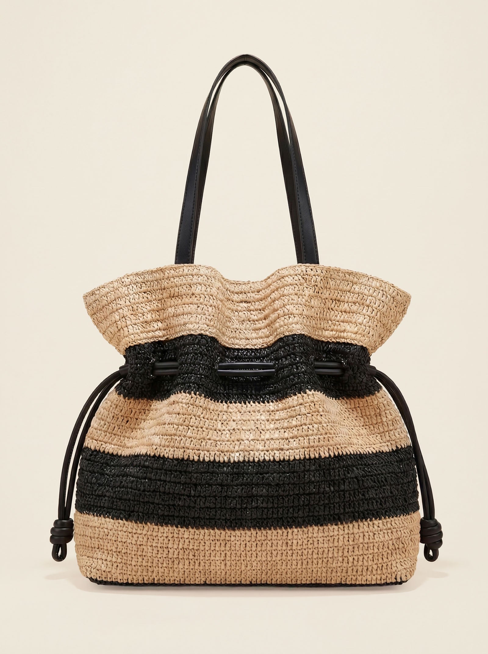 Crochet Woven Drawstring Shoulder Tote Bag DestGlow