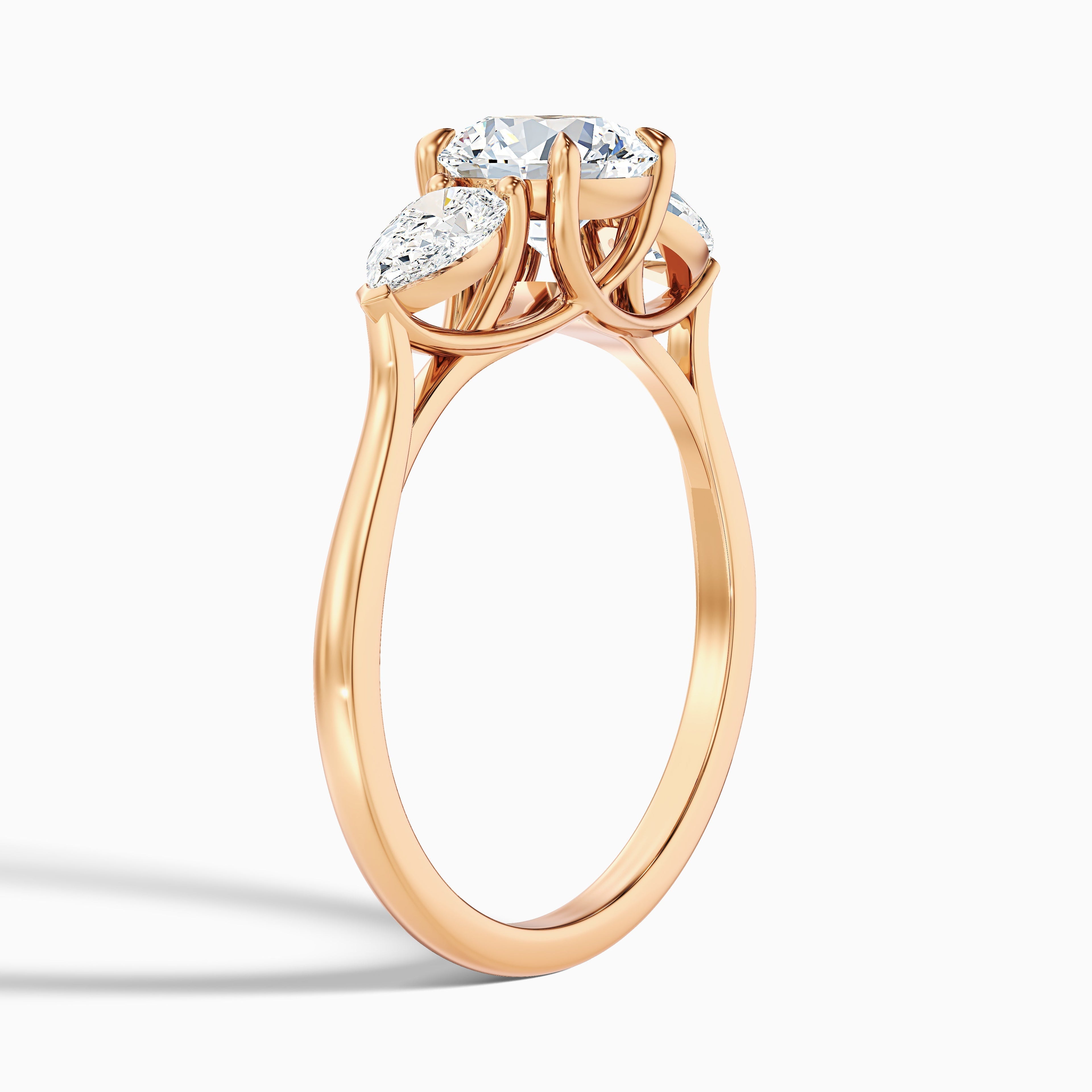 Kai 4.5 Carat Round 3 Stone Lab Grown Engagement Ring With Pear Side Stone in 925 Sterling Silver