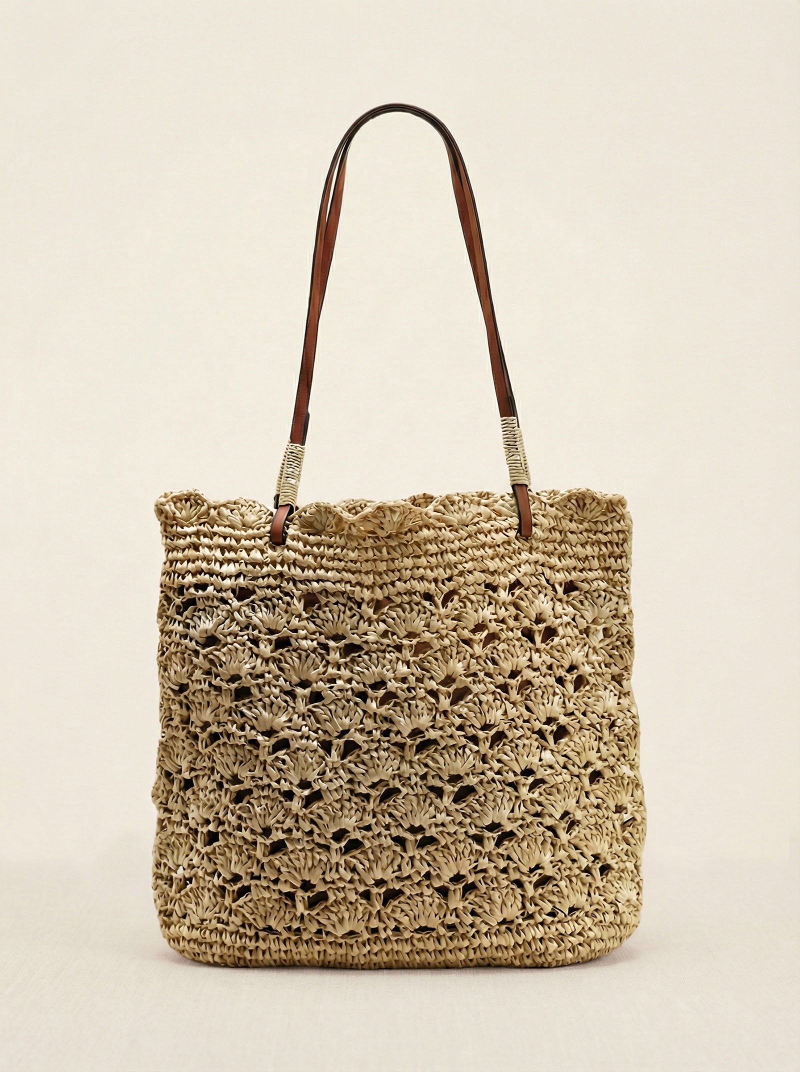 Crochet Woven Fan-Shape Shoulder Tote Bag DestGlow