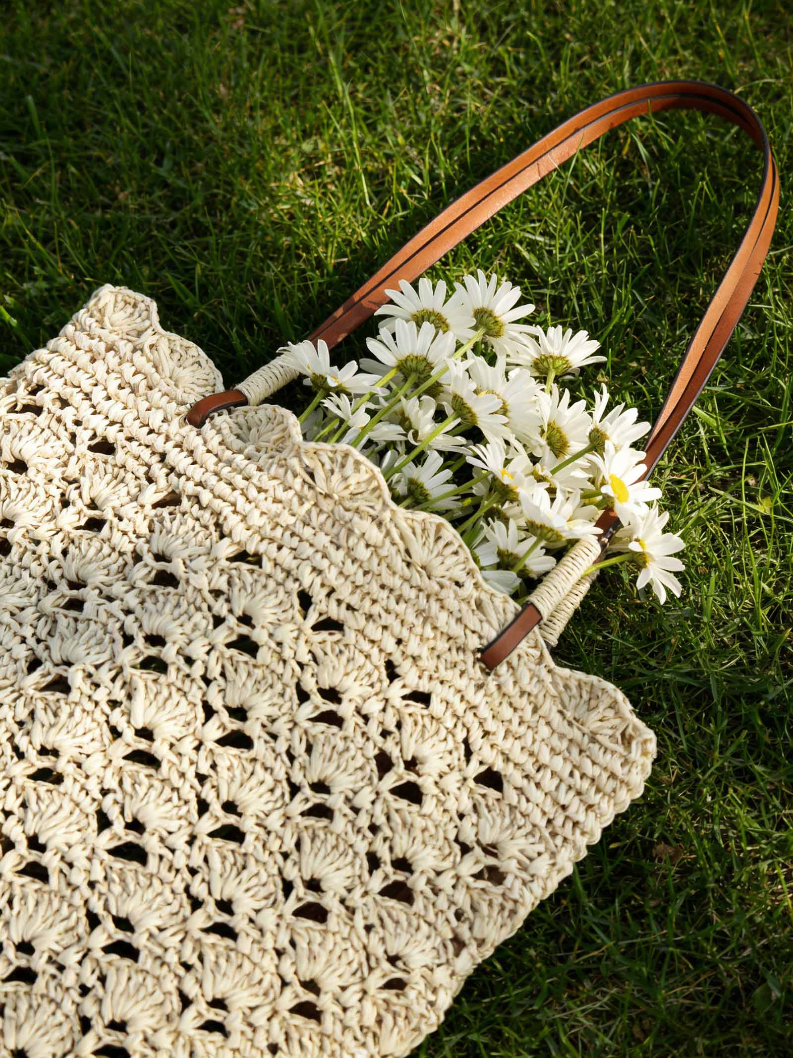 Crochet Woven Fan-Shape Shoulder Tote Bag DestGlow