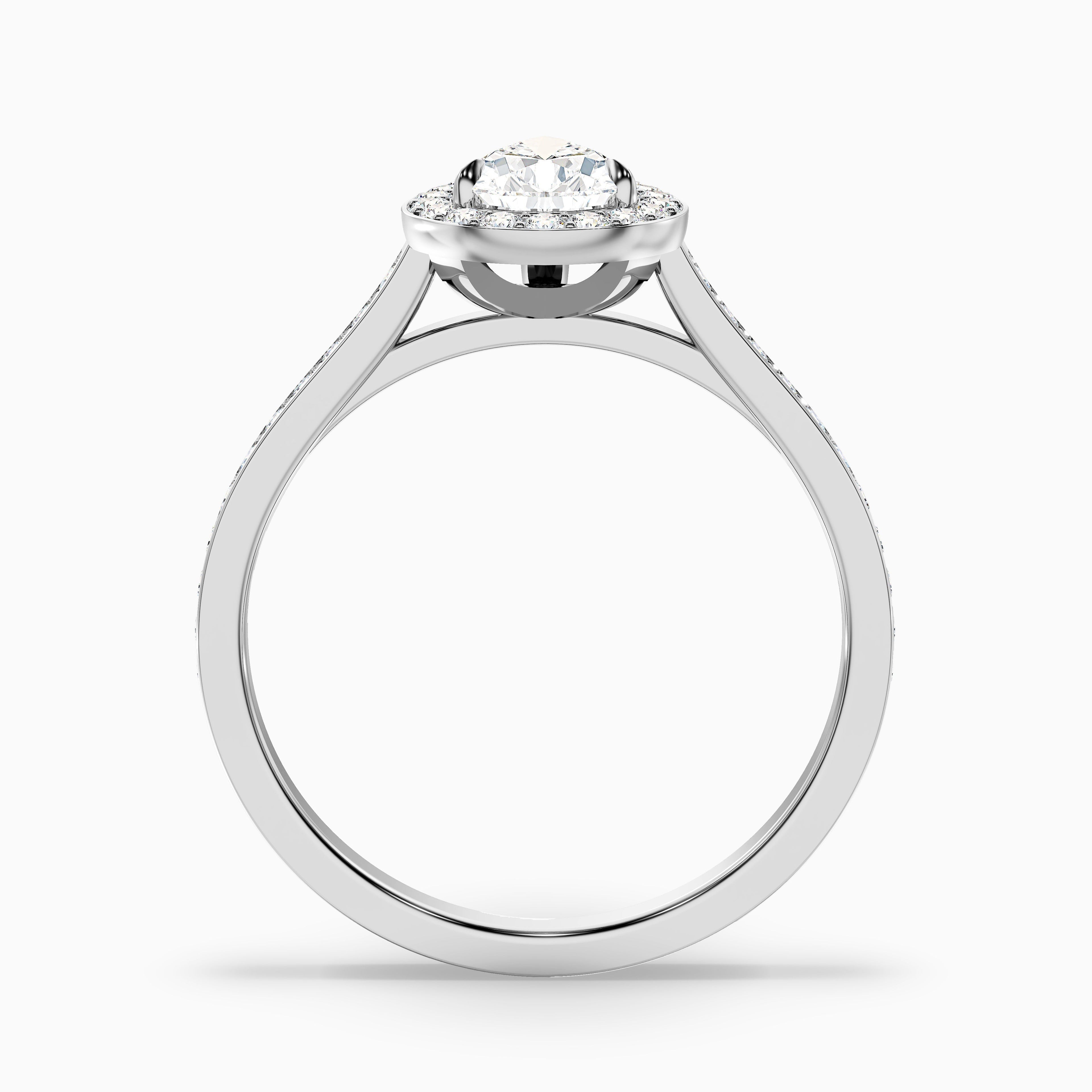 Elena 3.5 Carat Pear Halo Pave Moissanite Diamond Ring in 14k Yellow Gold