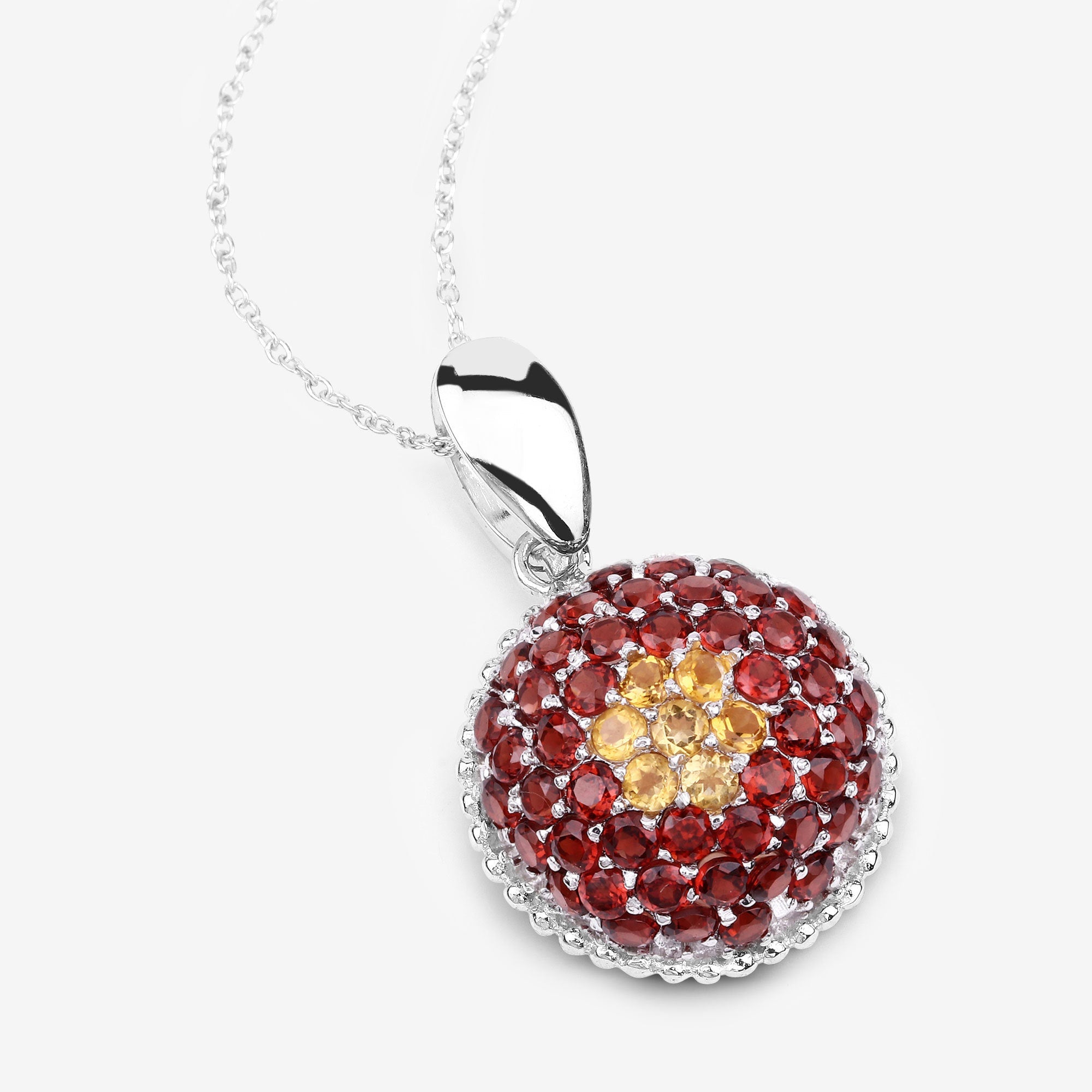 4.57 Carat Genuine Citrine and Garnet .925 Sterling Silver Pendant by Bids.com