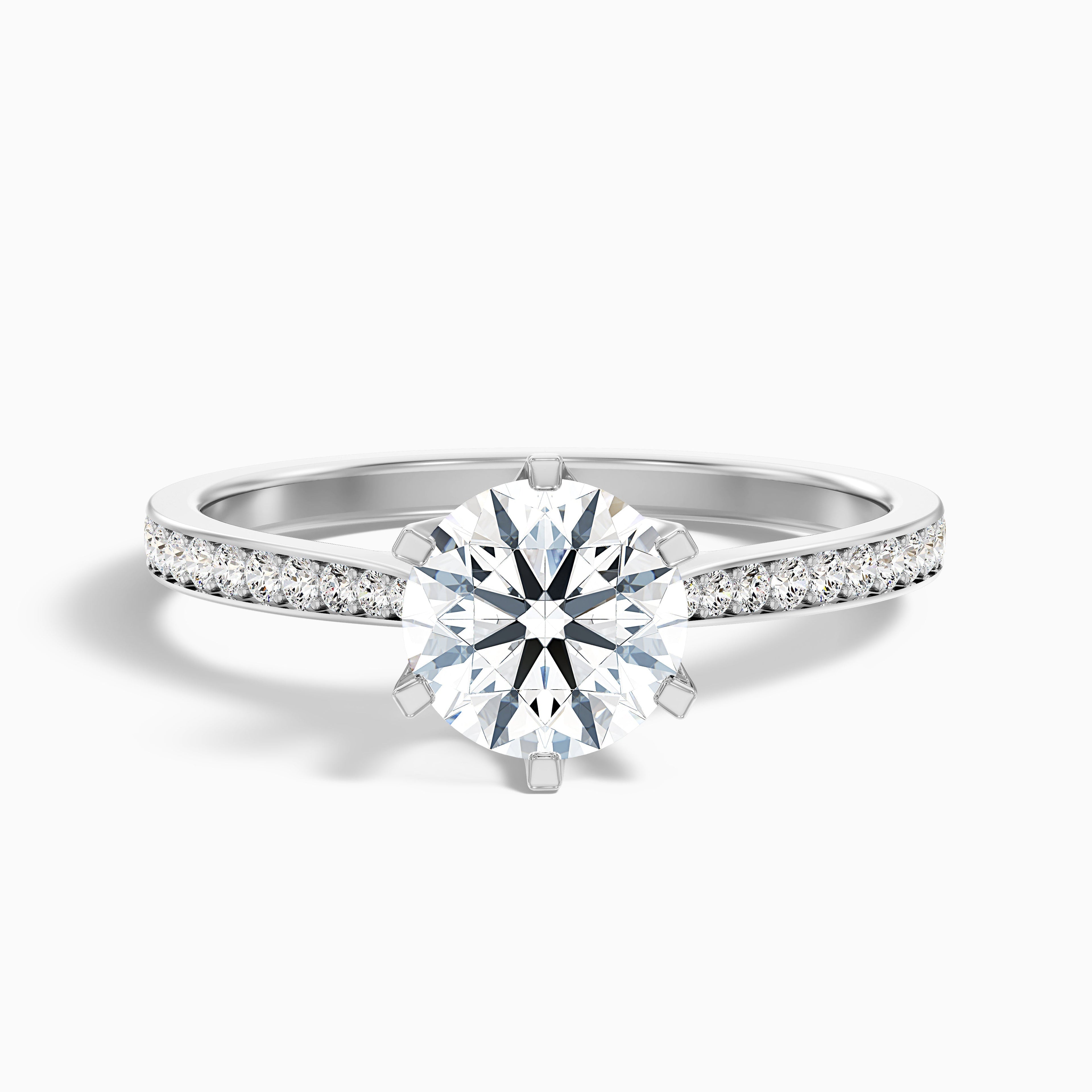 Esha 5.5 Carat Round Side Stone Pave Moissanite Diamond Ring in 925 Sterling Silver