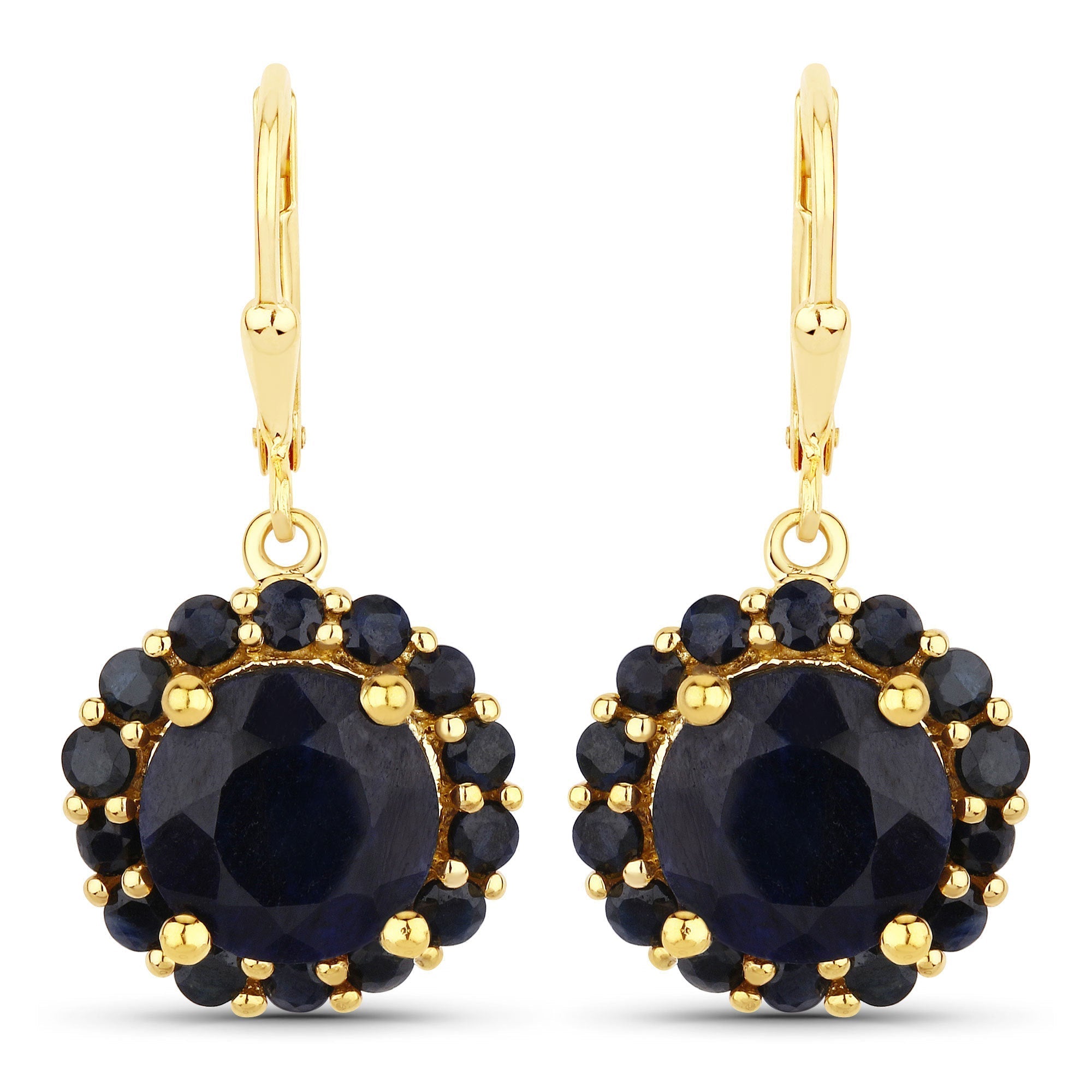 11.37 Carat Dyed Sapphire and Blue Sapphire .925 Sterling Silver Earrings DestGlow