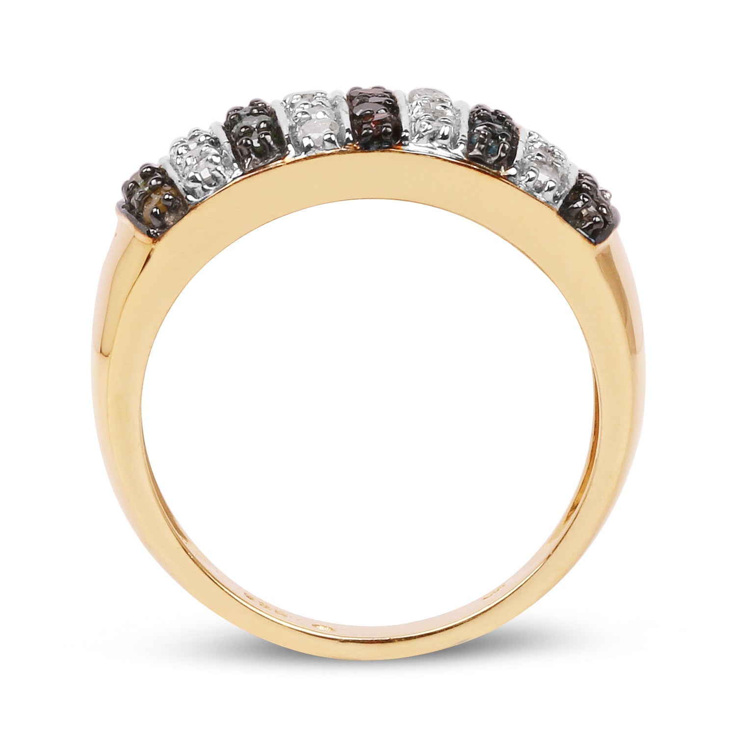 14K Yellow Gold Plated 0.84 Carat Genuine Multi Diamond .925 Sterling Silver Ring by Bids.com