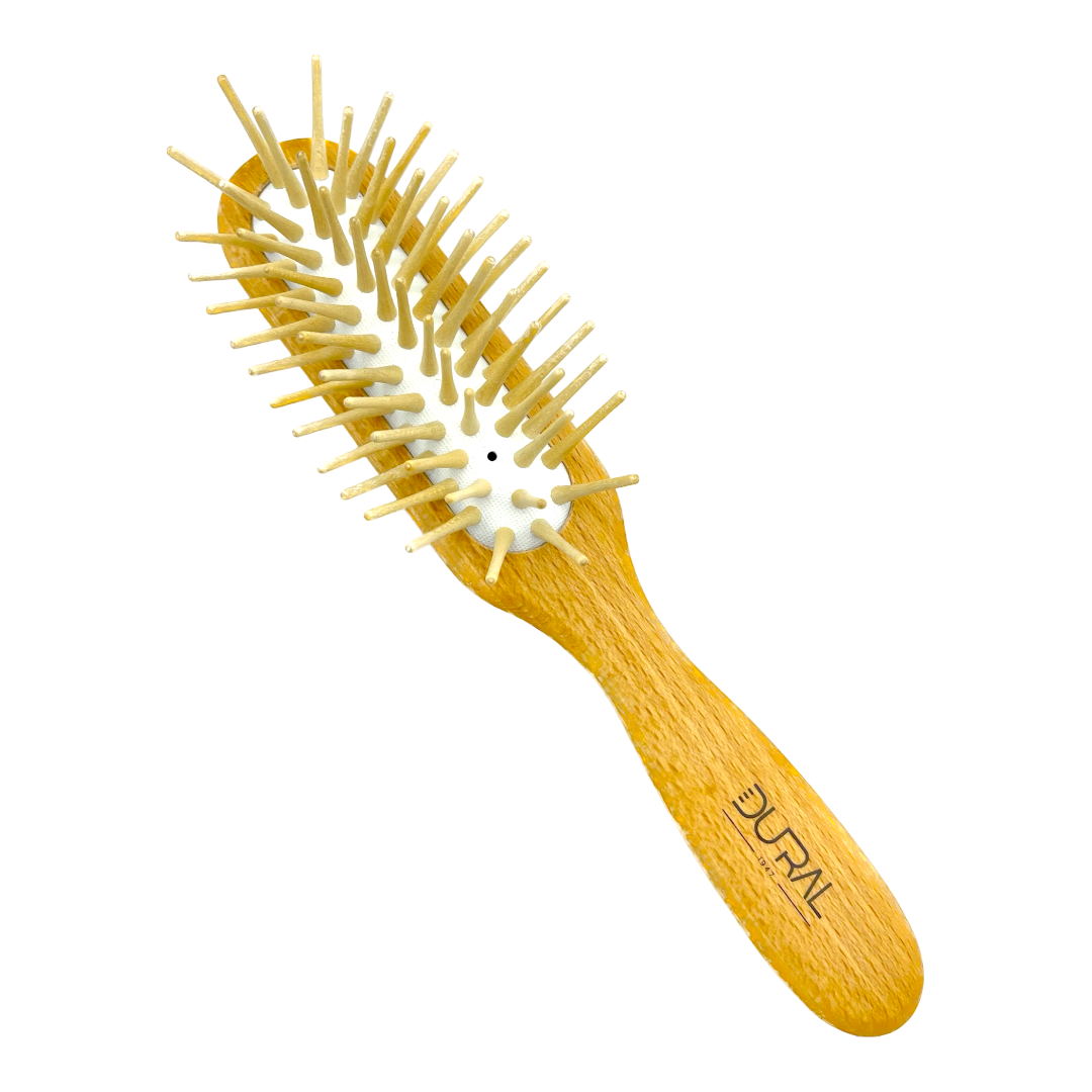 Dural Beech wood rubber cushion hair brush with long wooden pins by Pasteur Pharmacy