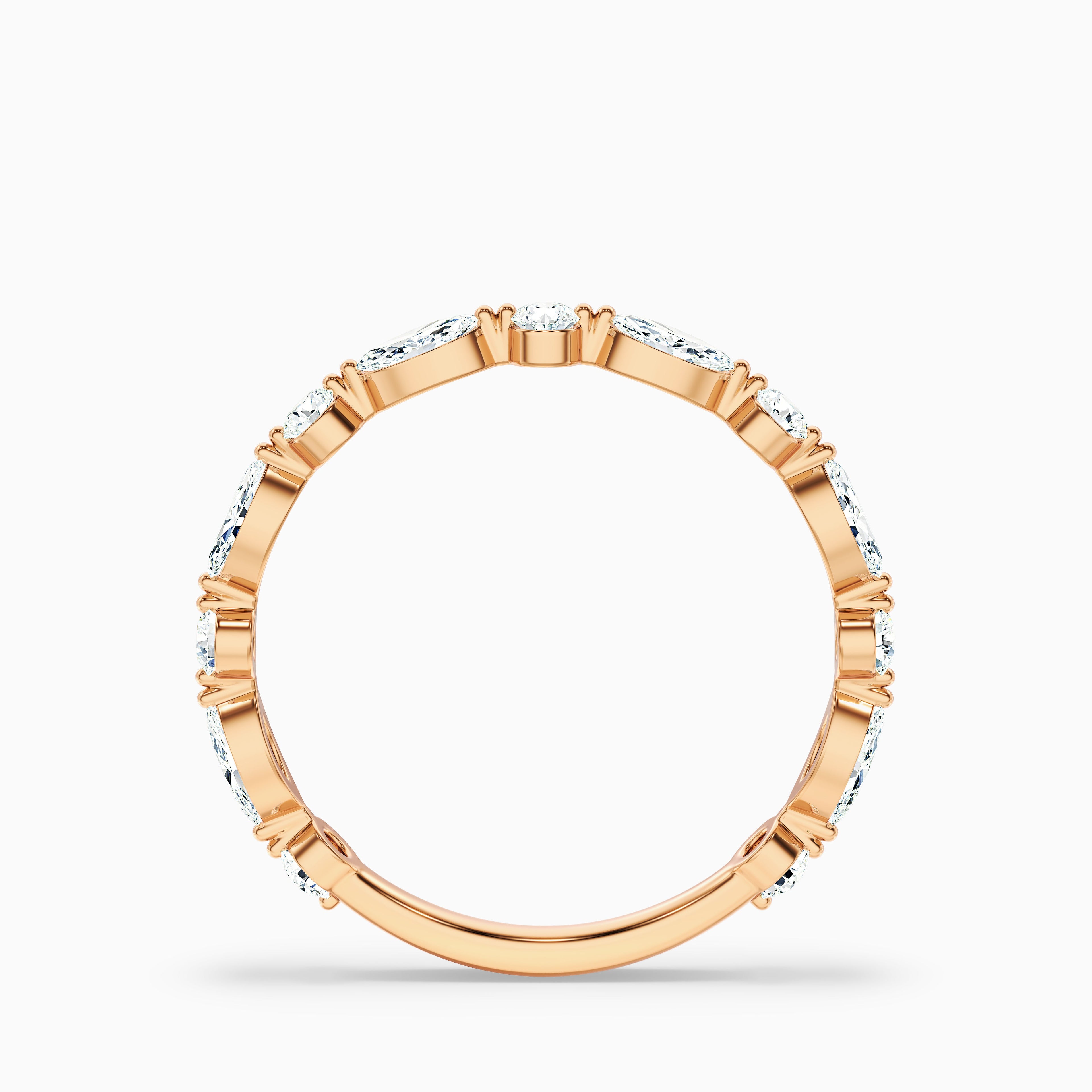 Olivia Marquise and Round Cut 3/4 Eternity Lab Grown Diamond Wedding Band