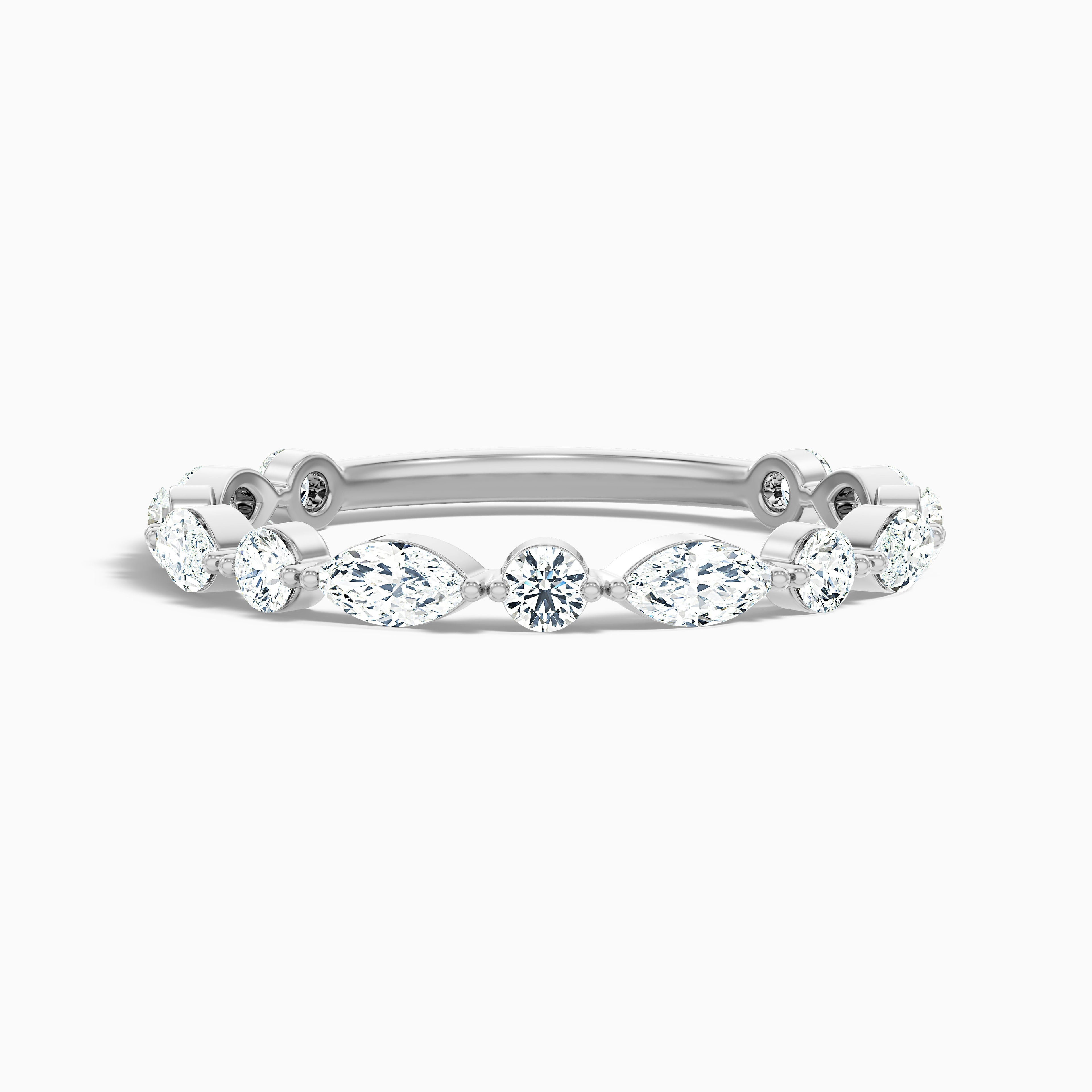 Olivia Marquise and Round Cut 3/4 Eternity Lab Grown Diamond Wedding Band