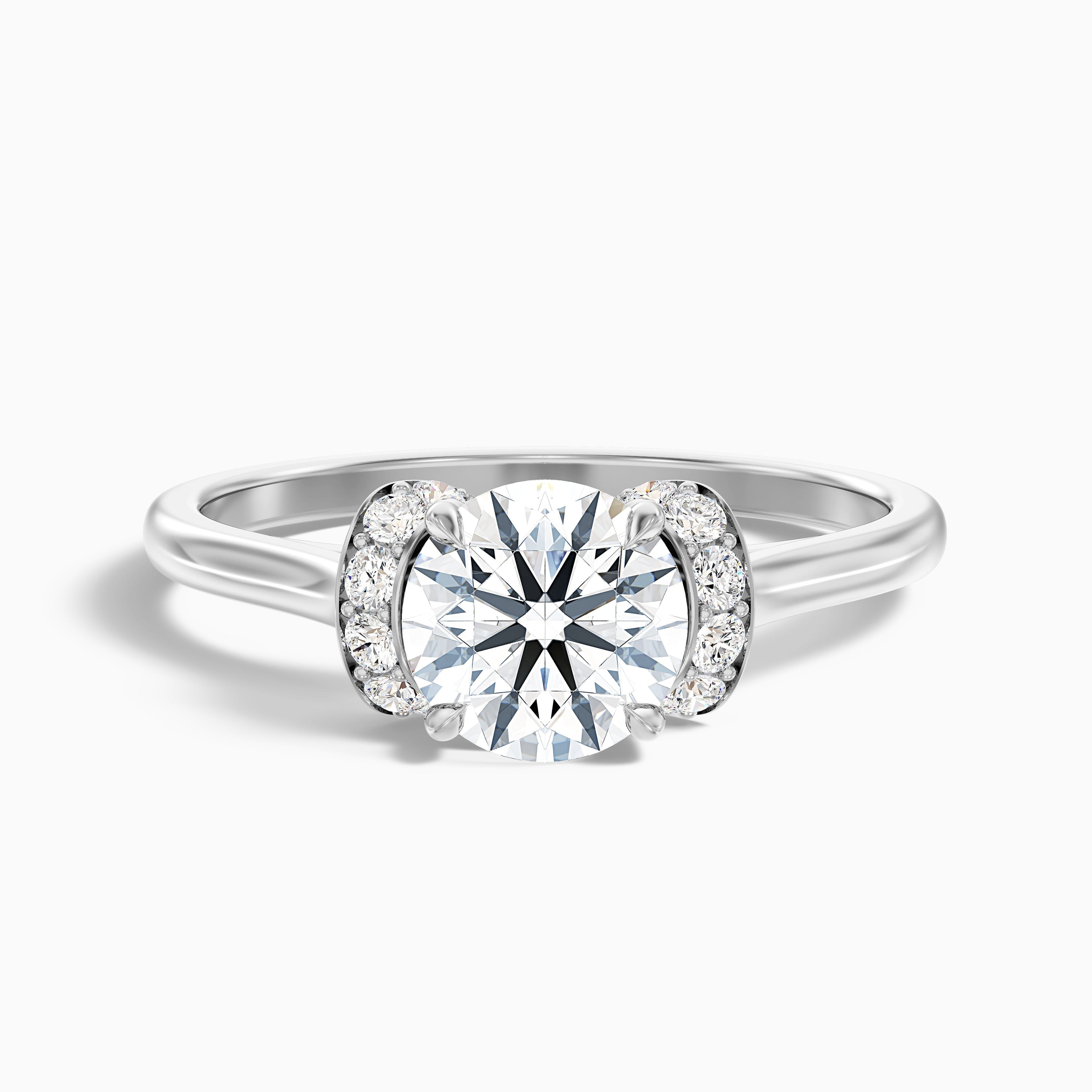 Lux 1 Carat Round Solitaire Pave Lab Grown Engagement Ring in 925 Sterling Silver