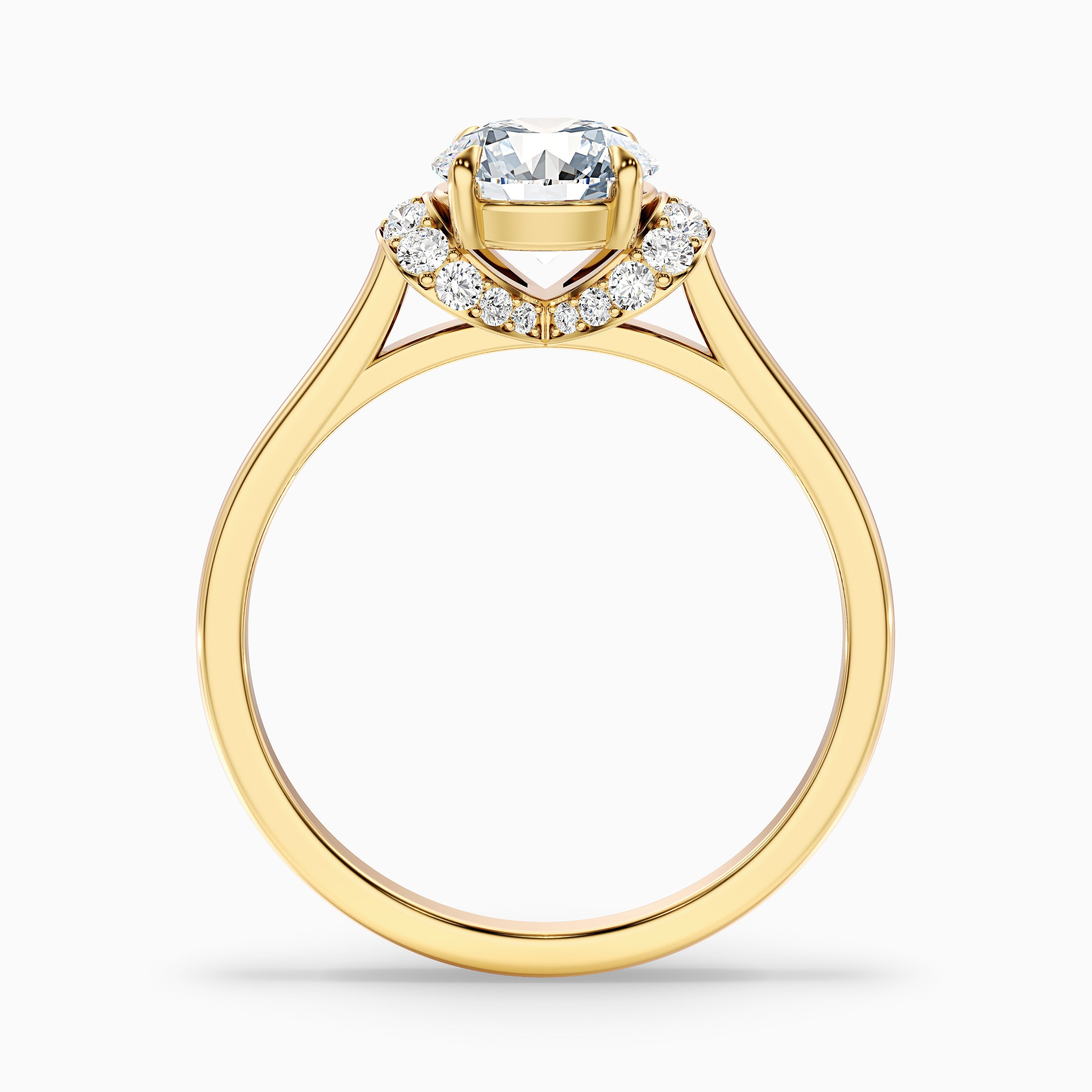 Frey 1 Carat Round Solitaire Pave Moissanite Diamond Ring in 18k Rose Gold