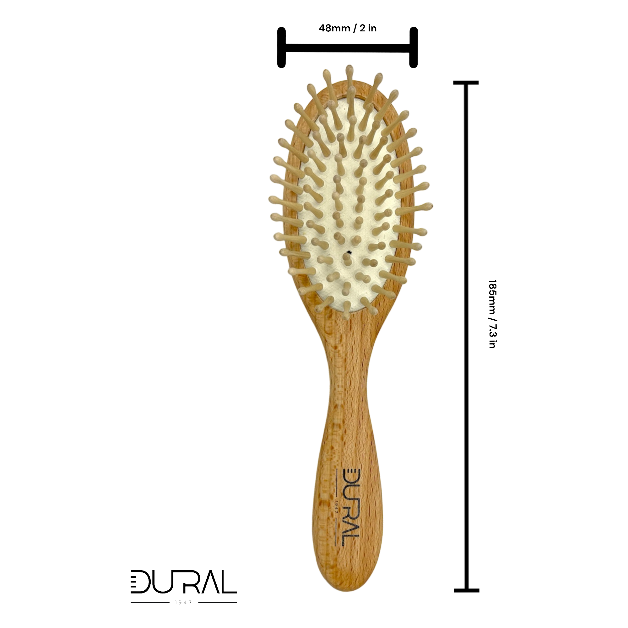 Dural Beech wood rubber cushion hair brush with wooden pins by Pasteur Pharmacy