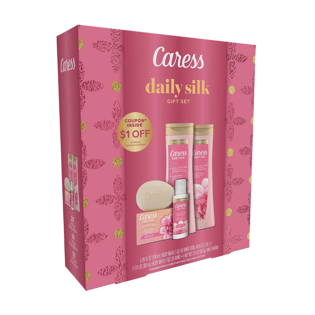 Caress Daily Silk White Peach & Orange Blossom Gift Set for Women (4-Piece Set) DestGlow