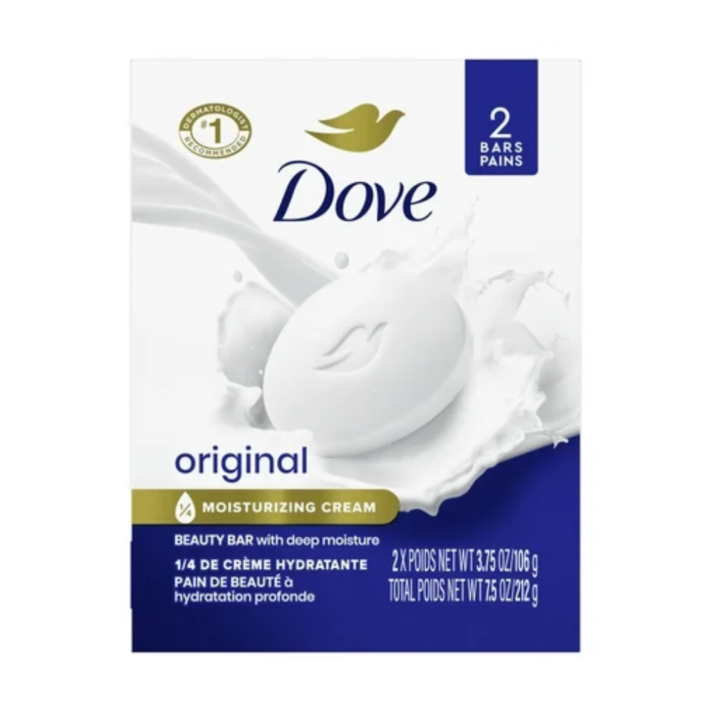 Dove Beauty Bar Soap For Soft, Smooth Skin, Original, With 1/4 Moisturizing Cream, 3.75 oz 2 Bars DestGlow