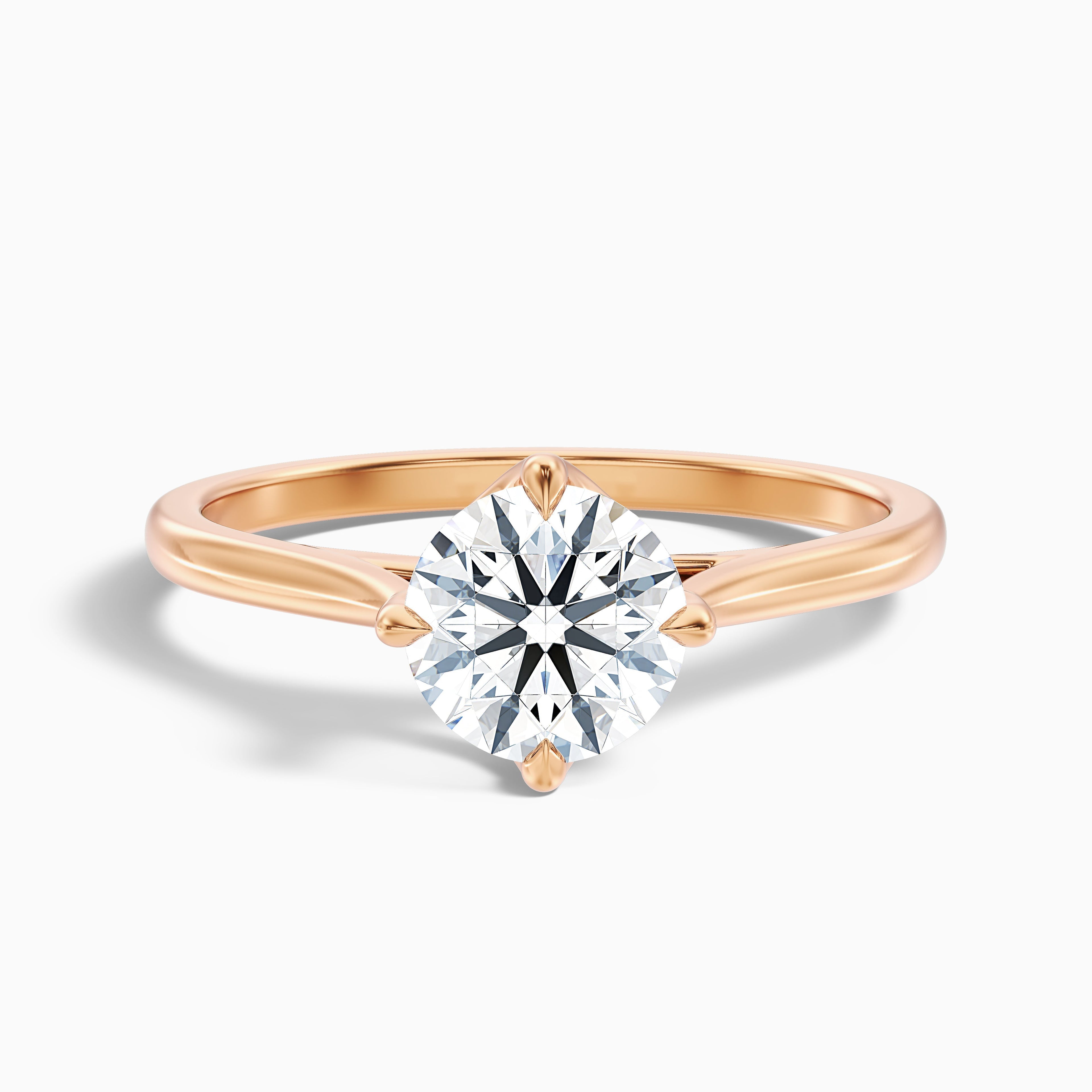 Asta 4.5 Carat Round Cut Solitaire Moissanite Diamond Ring in 18k Rose Gold DestGlow