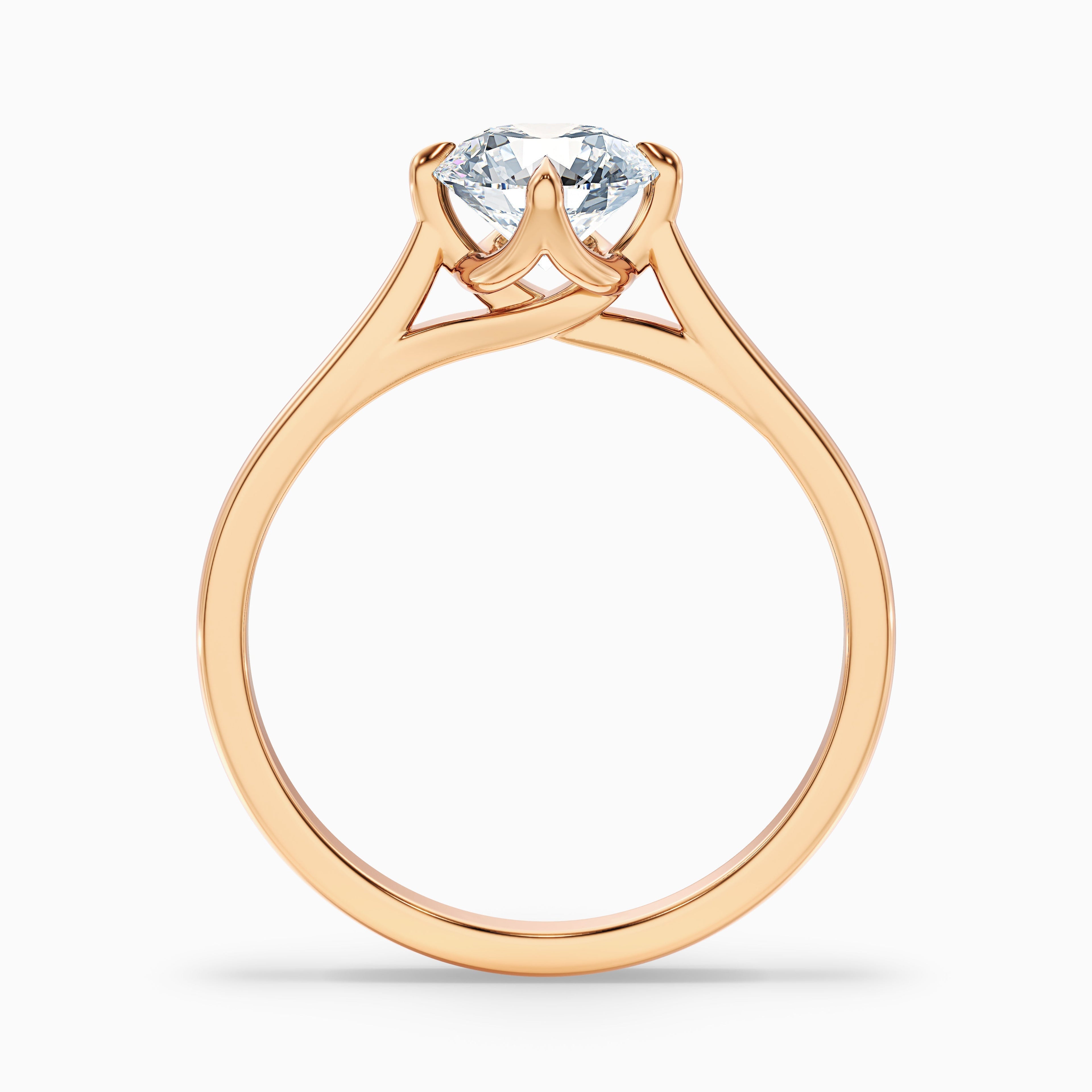 Asta 5.5 Carat Round Cut Solitaire Moissanite Diamond Ring in 18k Rose Gold DestGlow