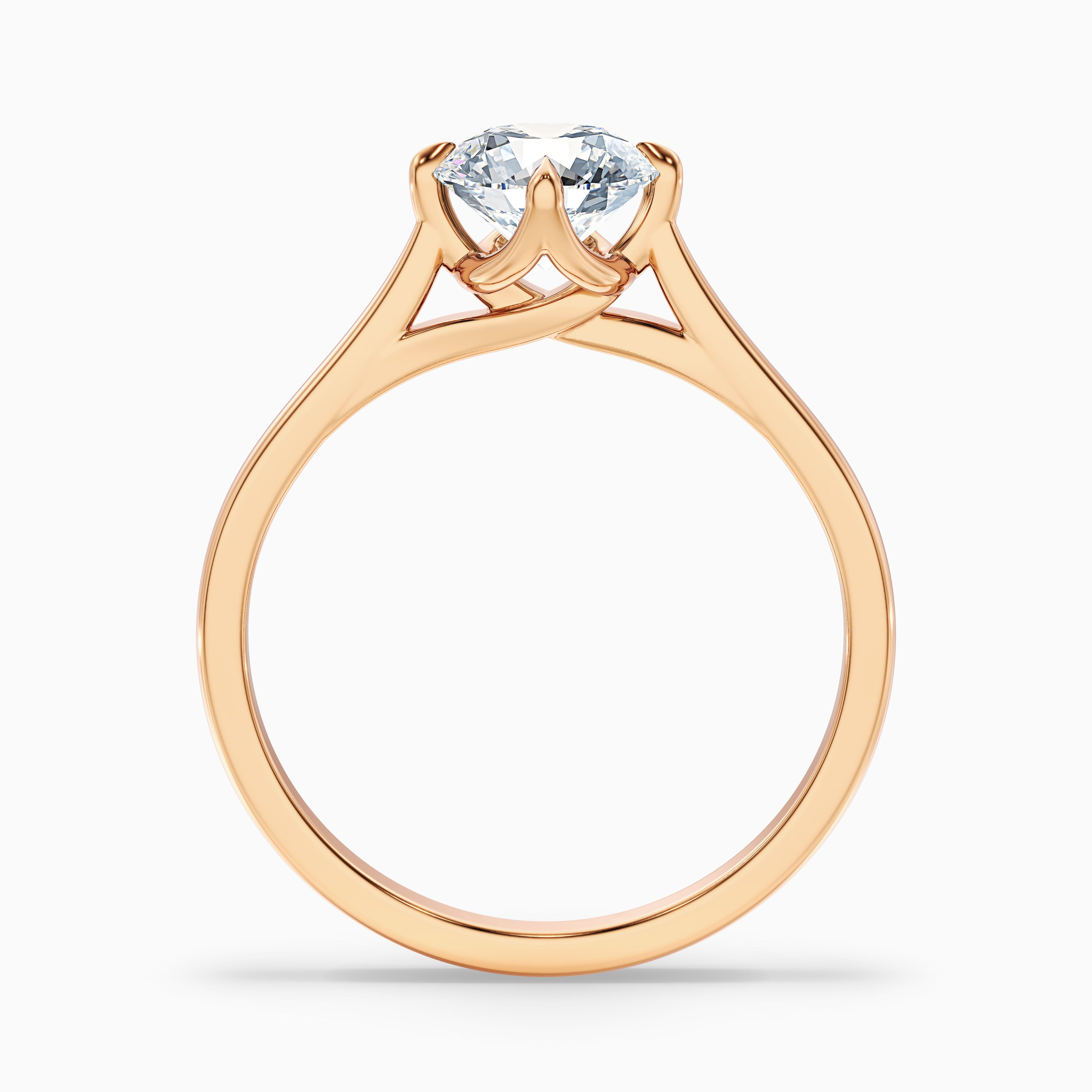 Asta 2.5 Carat Round Cut Solitaire Moissanite Diamond Ring in 18k Rose Gold