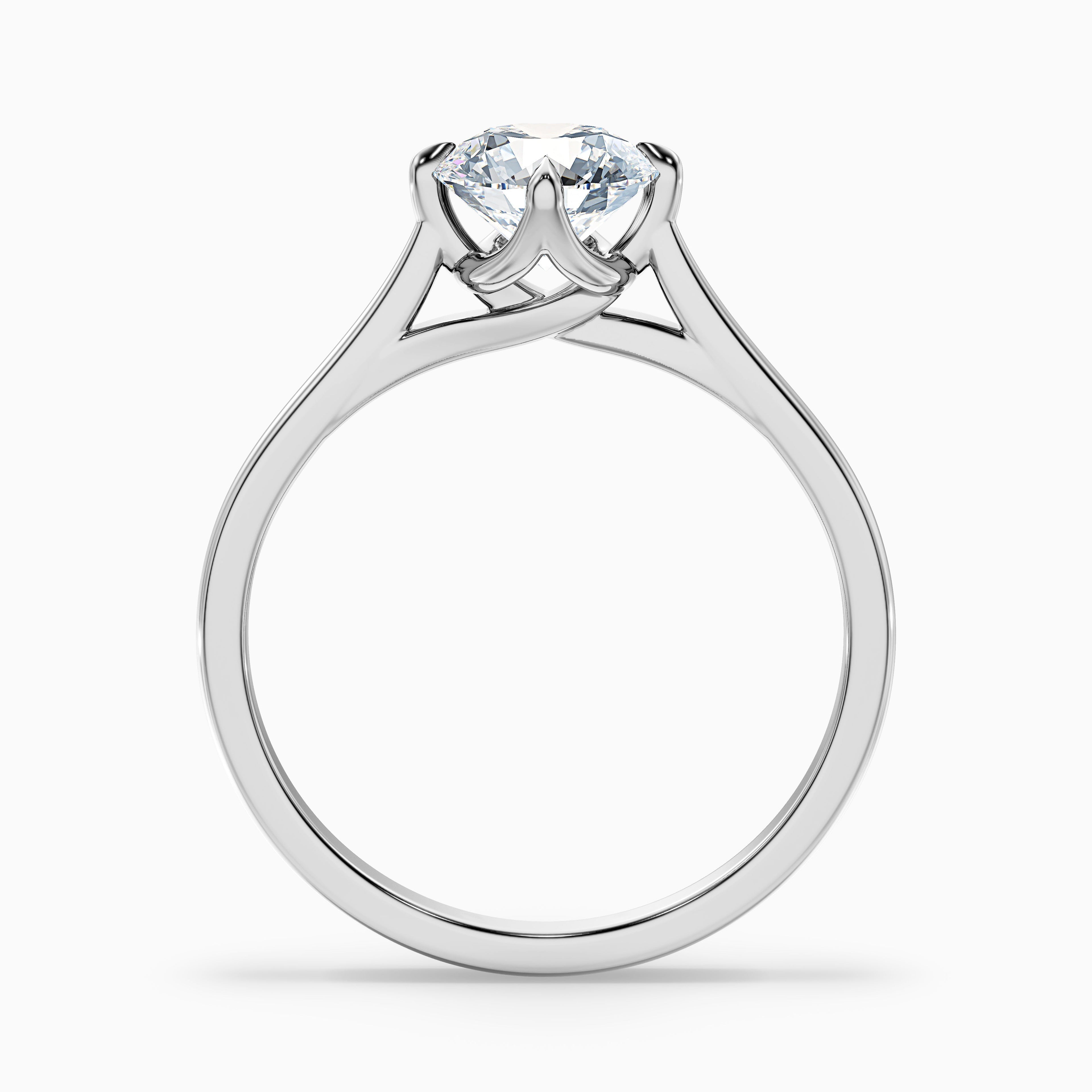 Zuri 6 Carat Round Cut Solitaire Moissanite Engagement Ring in 18k White Gold