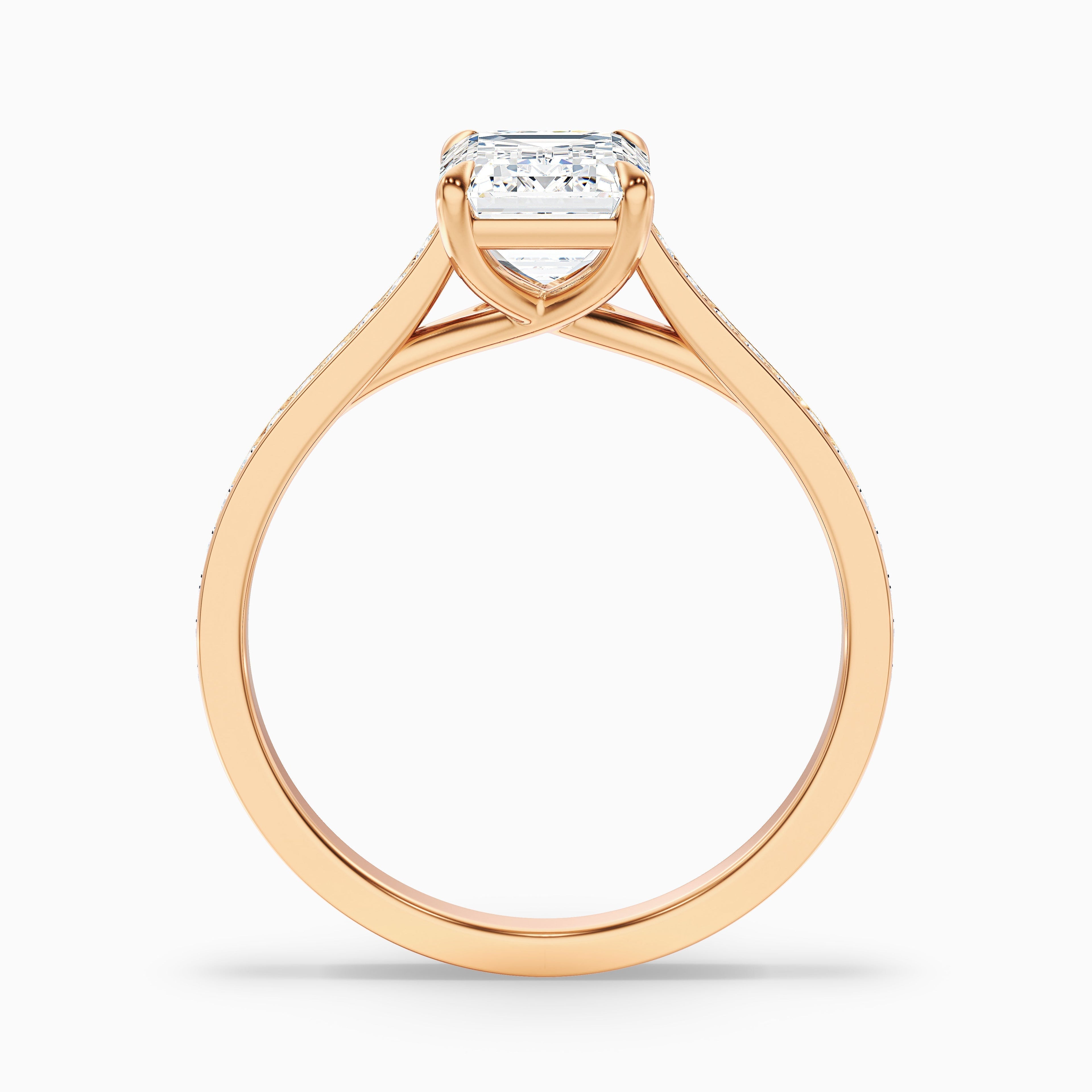Faye 2 Carat Emerald Cut Side Stone Pave Lab Grown Engagement Ring in 925 Sterling Silver