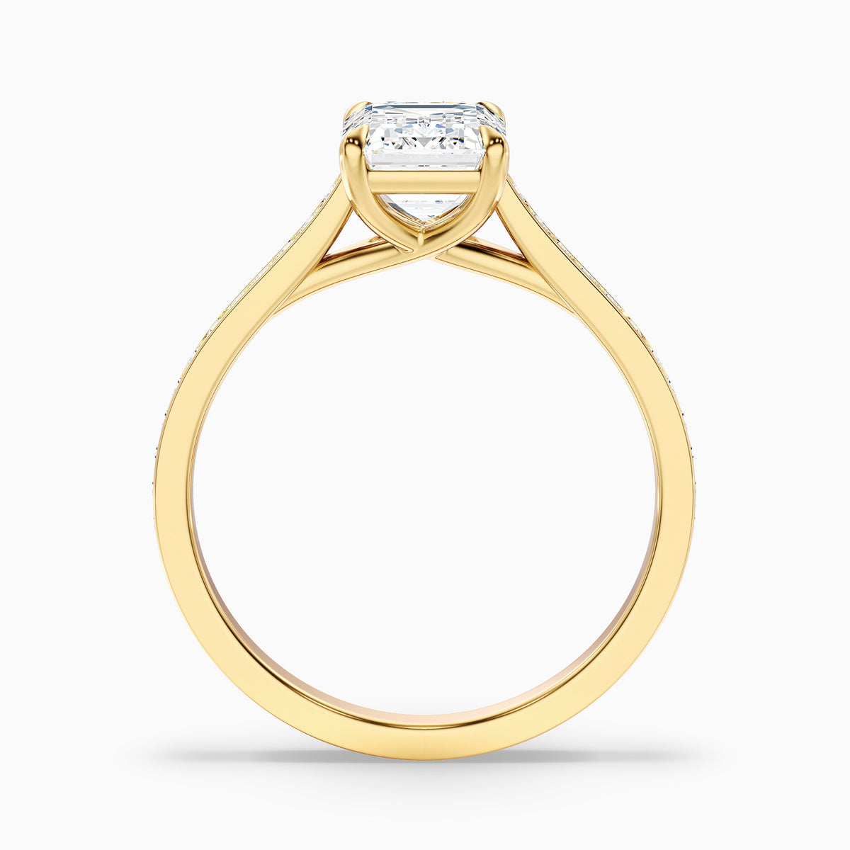 Faye 2 Carat Emerald Cut Side Stone Pave Lab Grown Engagement Ring in 14k Rose Gold DestGlow