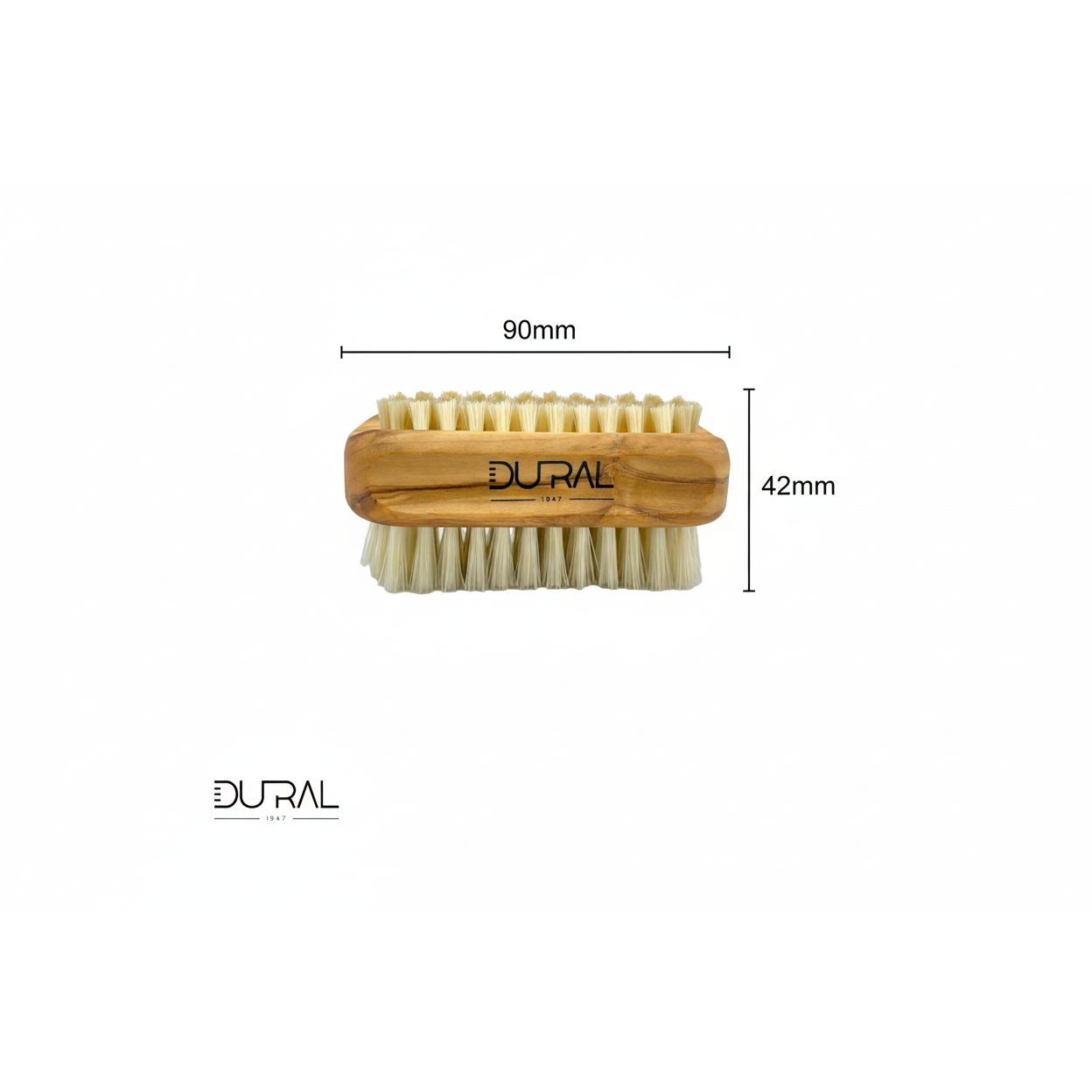 Dural Olive wood hand & nail brush with natural bristles - 6/8 rows 90mm