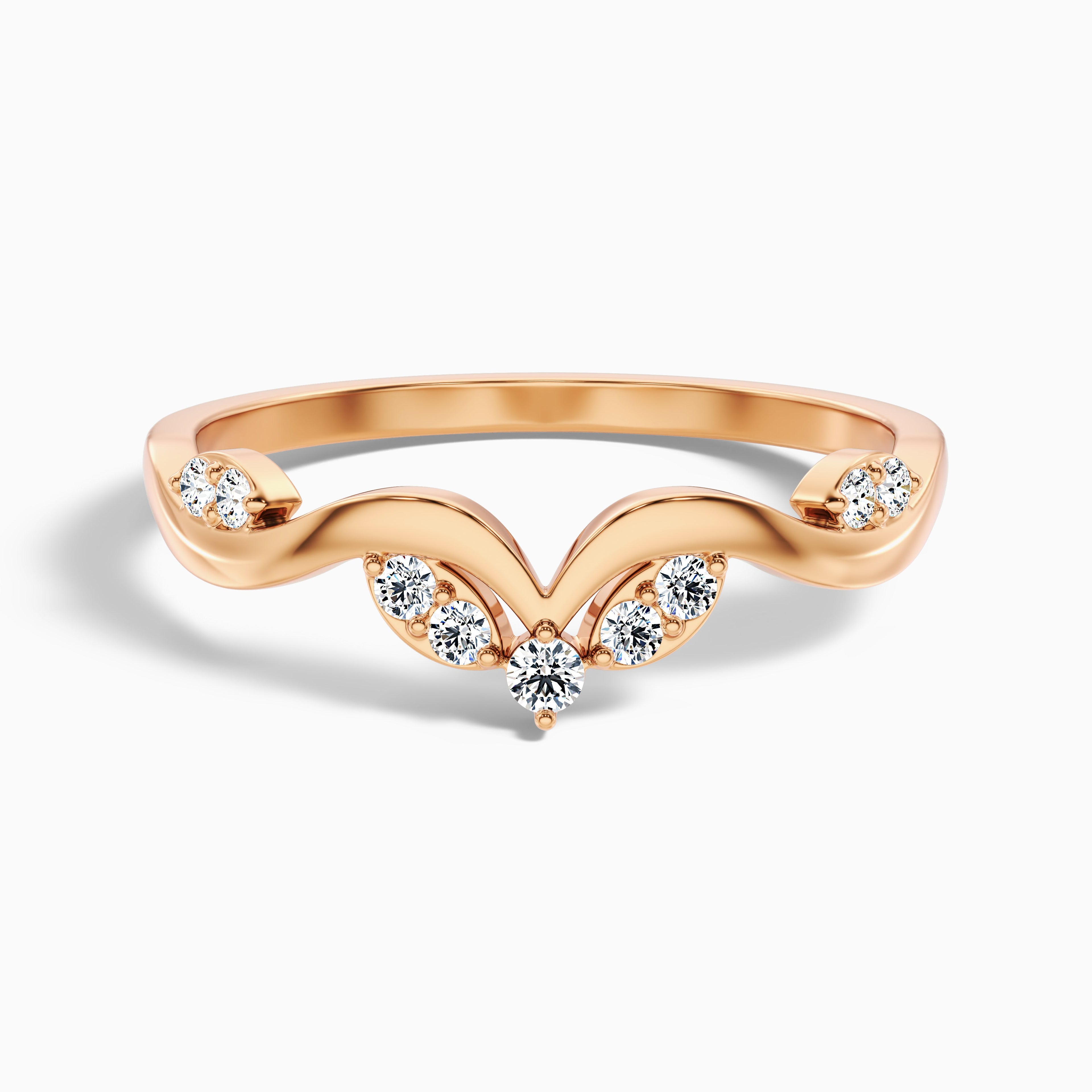 Celeste Round Cut Nature Inspired Unique Curving Wedding Band