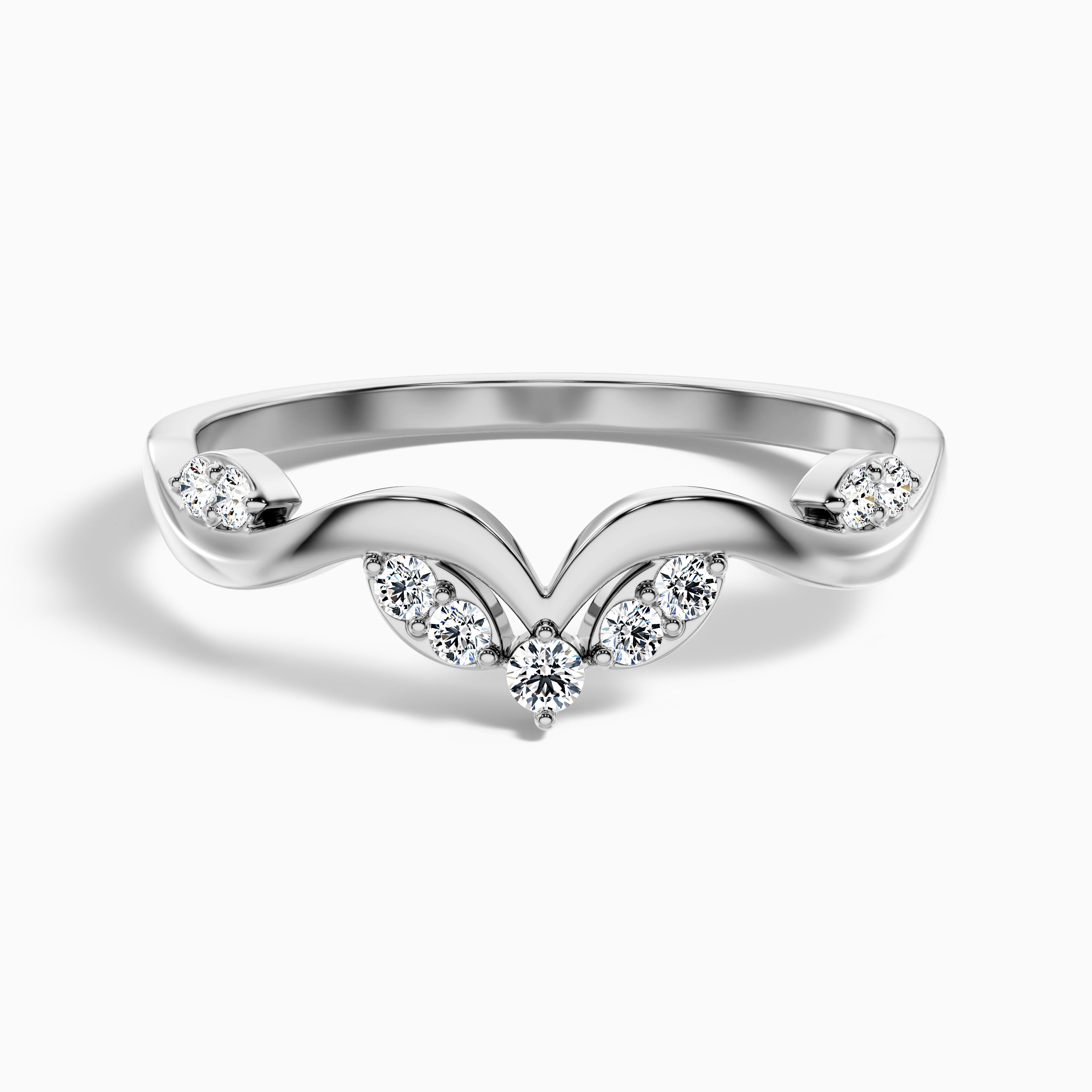 Celeste Round Cut Nature Inspired Unique Curving Wedding Band