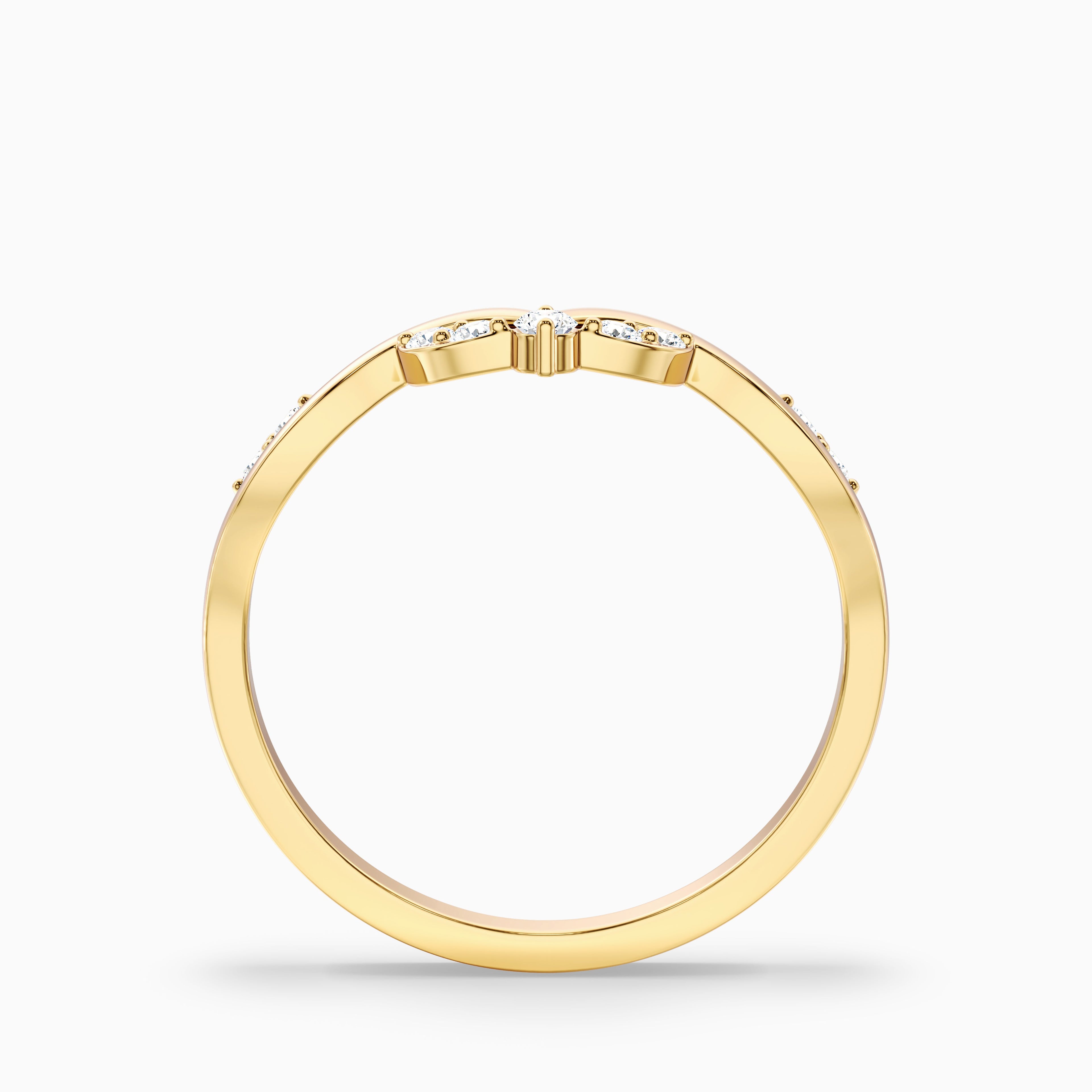 Celeste Round Cut Nature Inspired Unique Curving Wedding Band