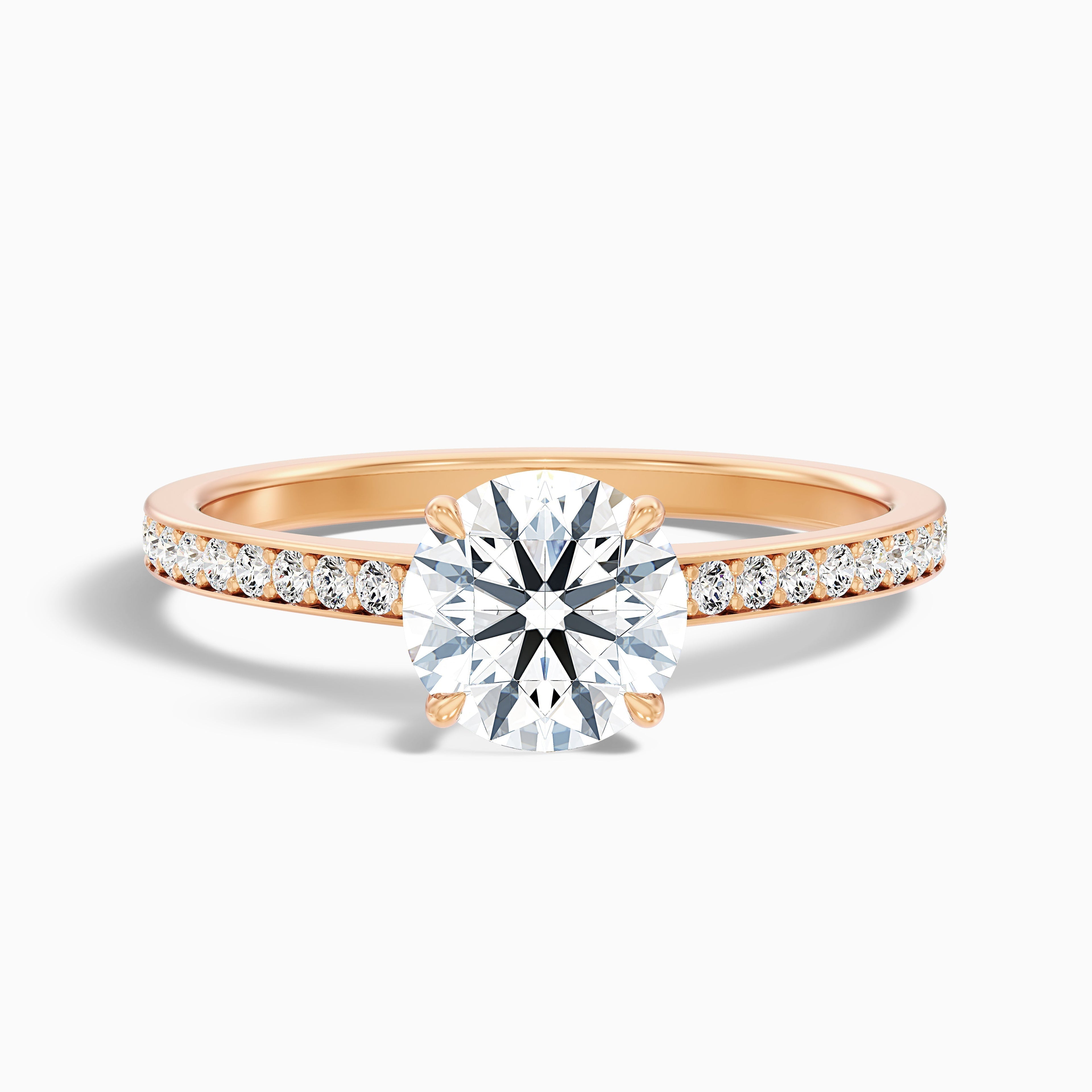 Kate 2 Carat Round Cut Side Stone Pave Lab Grown Engagement Ring in 925 Sterling Silver