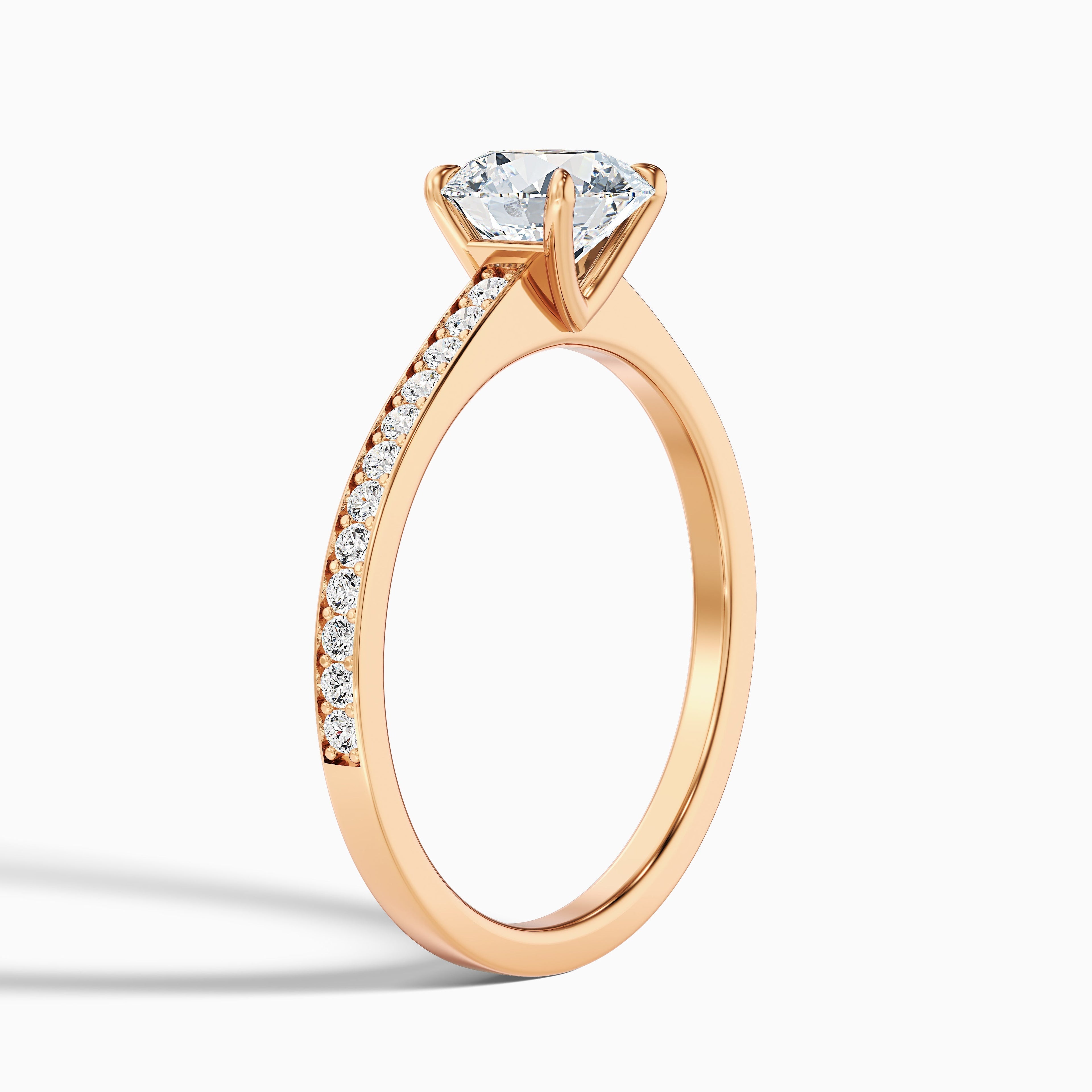 Elma 5.5 Carat Round Cut Side Stone Pave Moissanite Diamond Ring in 14k Yellow Gold DestGlow