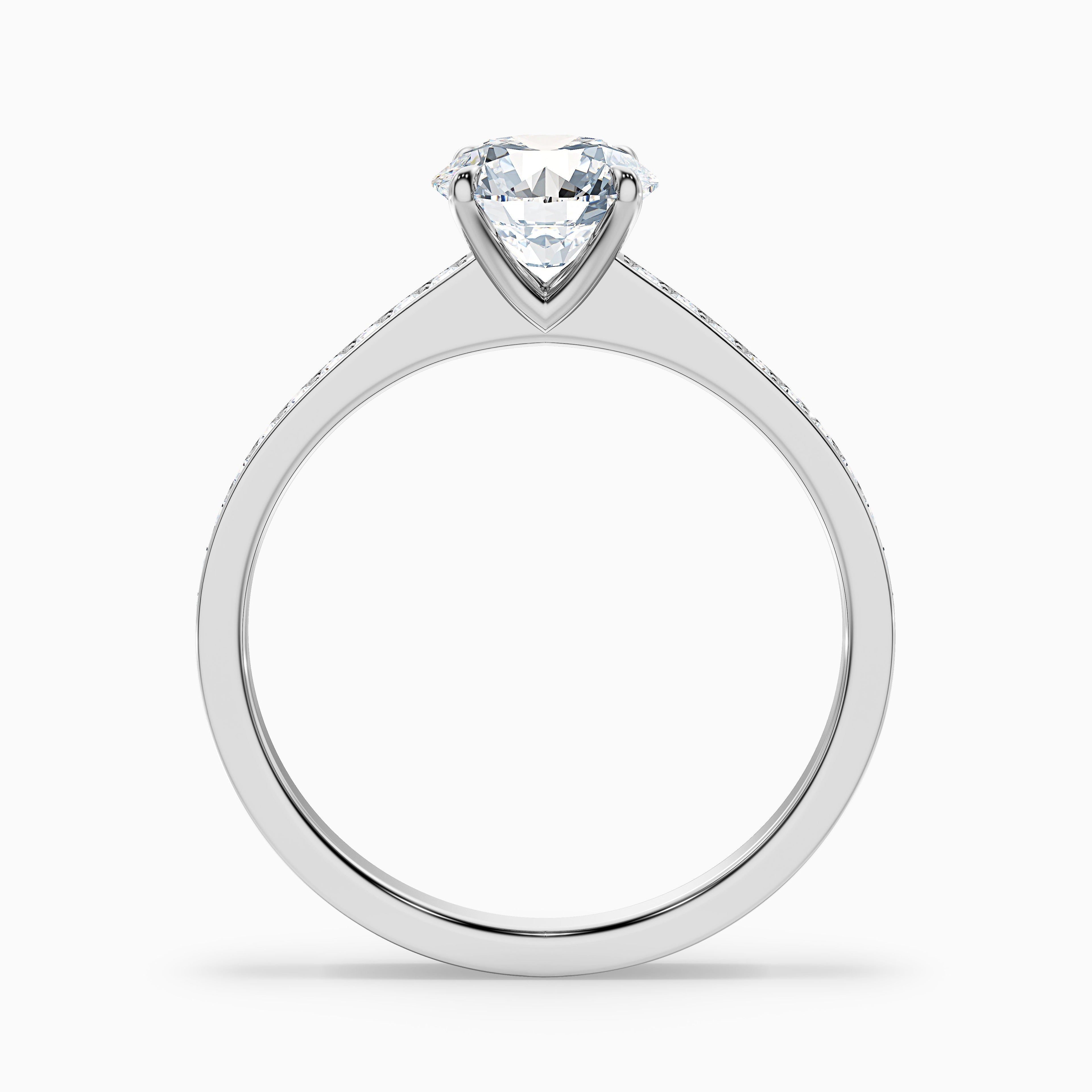 Elma 1 Carat Round Cut Side Stone Pave Moissanite Diamond Ring in 18k Rose Gold