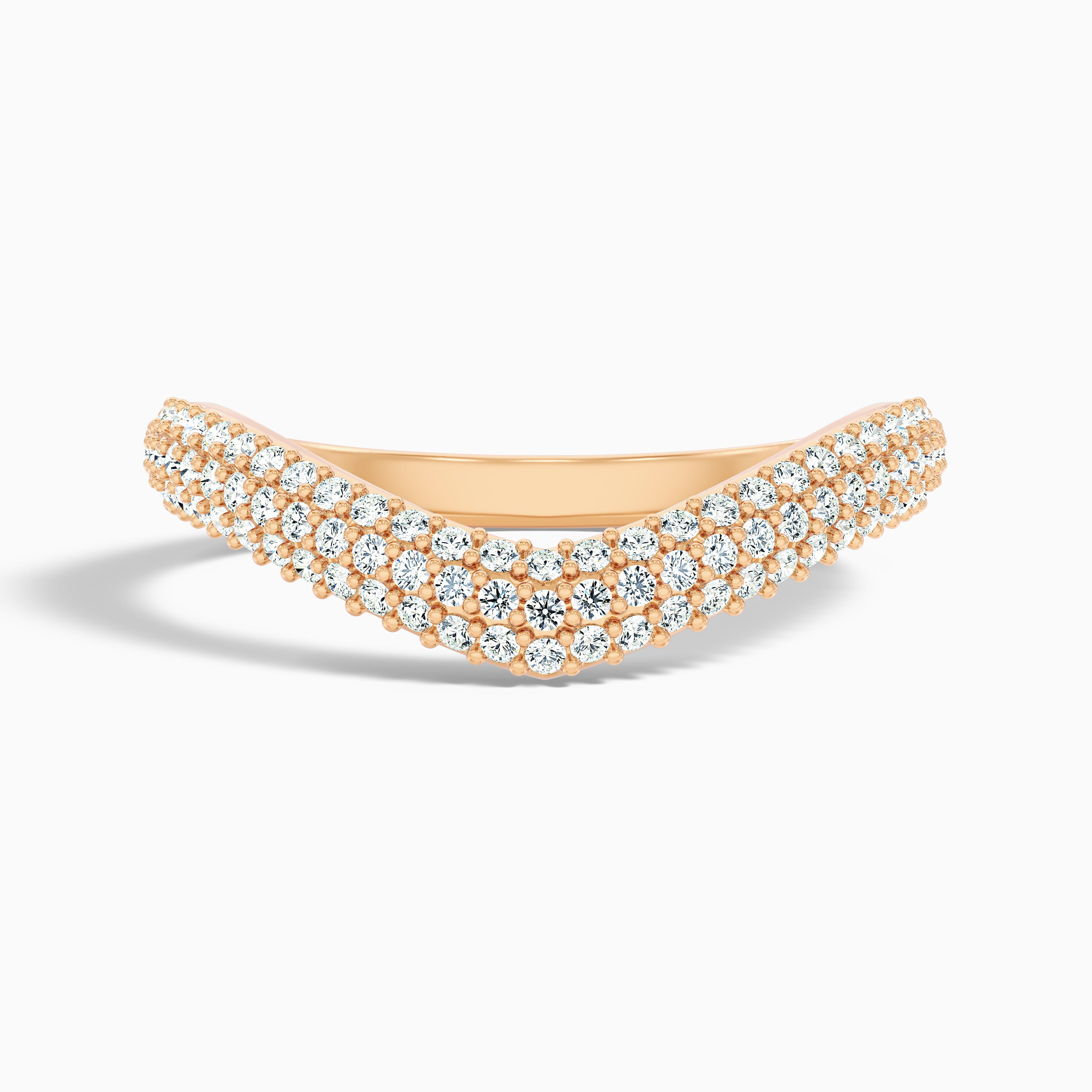 Amelie Round Cut Three Row Curved Lab Grown Diamond Wedding Band